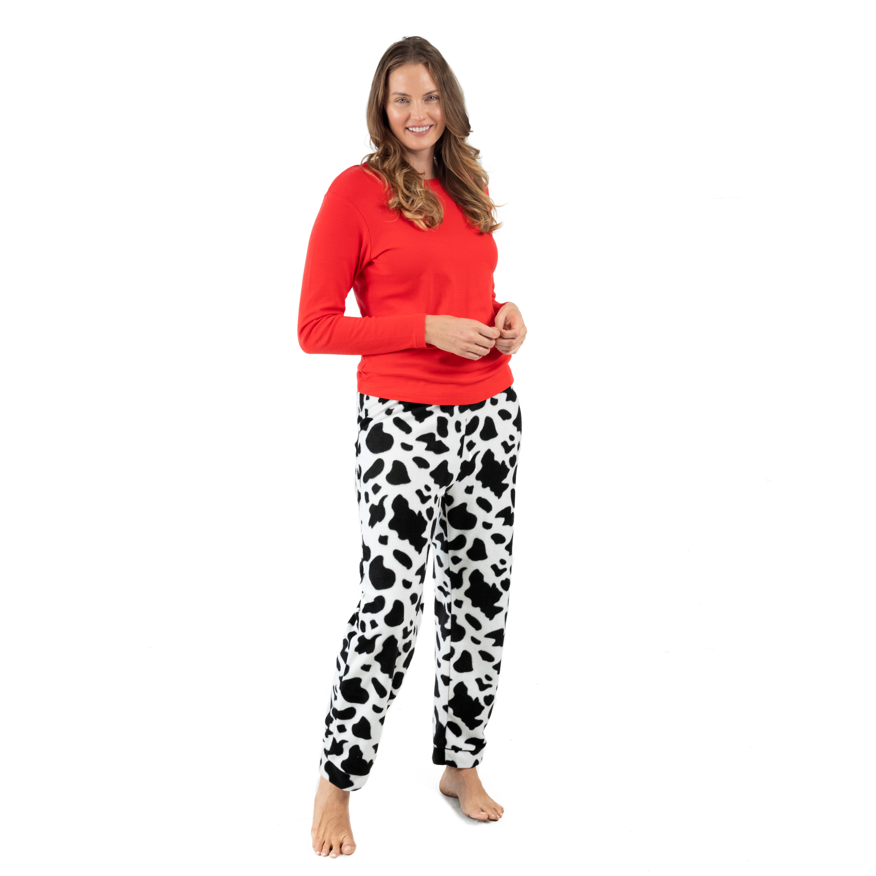 Leveret Women's 2-pc Cotton Top & Fleece Novelty Pajama Set