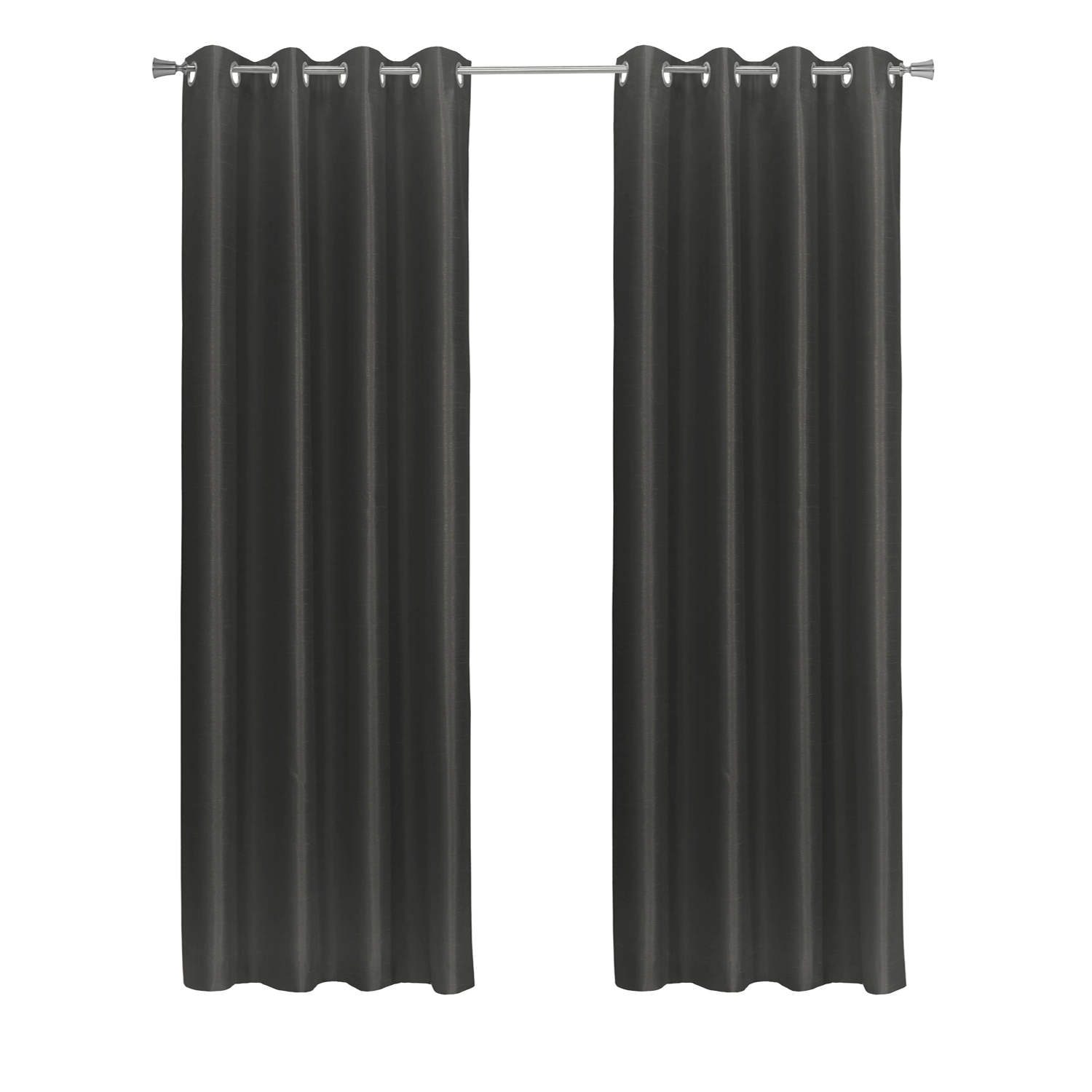 Thermaplus 100% Polyester Glacier Balance Temperature Solid Faux Silk Blackout Grommet Curtain Panel 52" x 108" Black