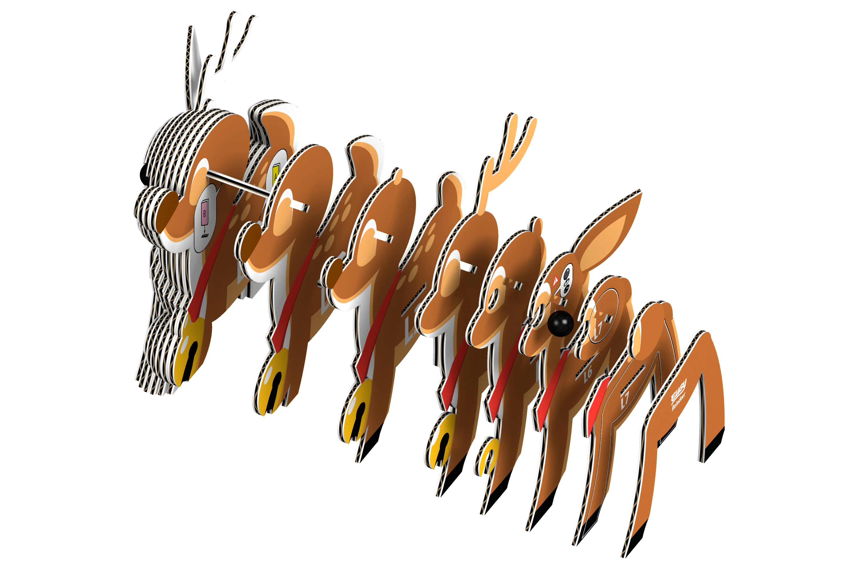 EUGY Reindeer 3D Puzzle - contains 22 puzzle pieces
