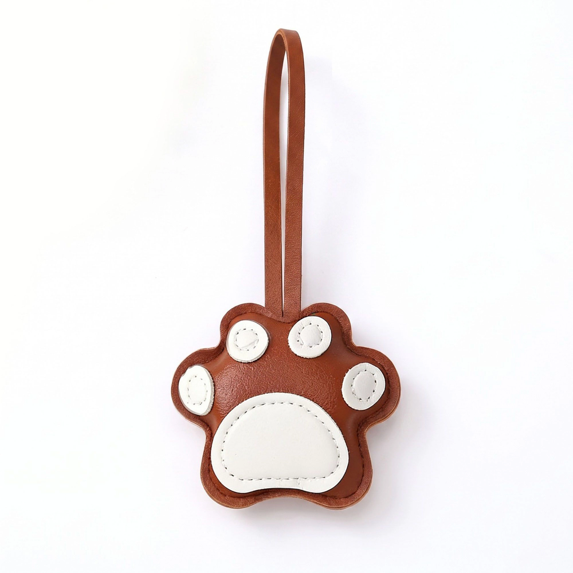 Alilang Women's 2-Piece Womens Faux Leather Paw Print Bag Charm with Long Hanging Strap and Padded Detail