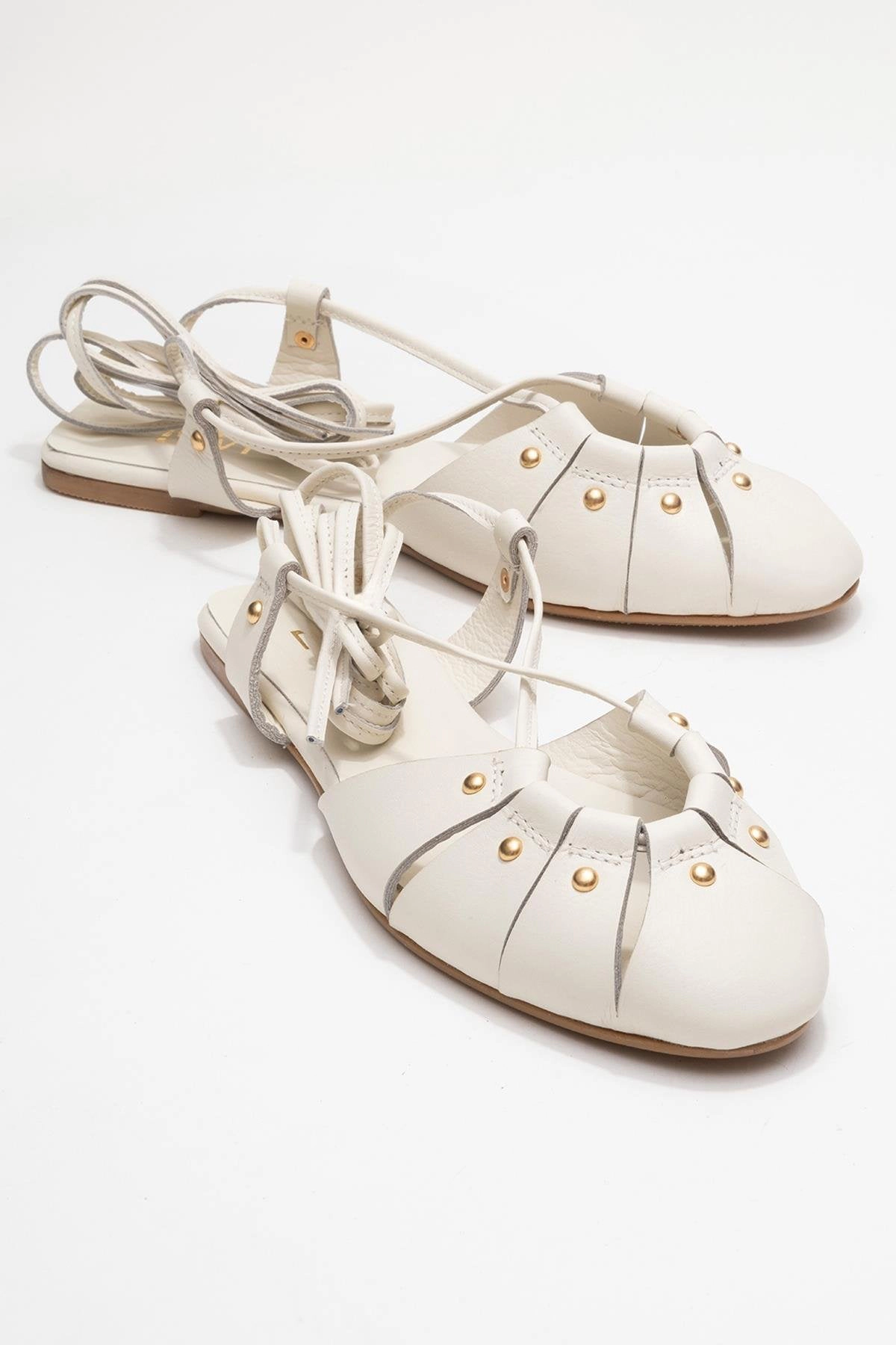 Forever & Always Womens Daria Leather Ankle Lace-Up Sandals