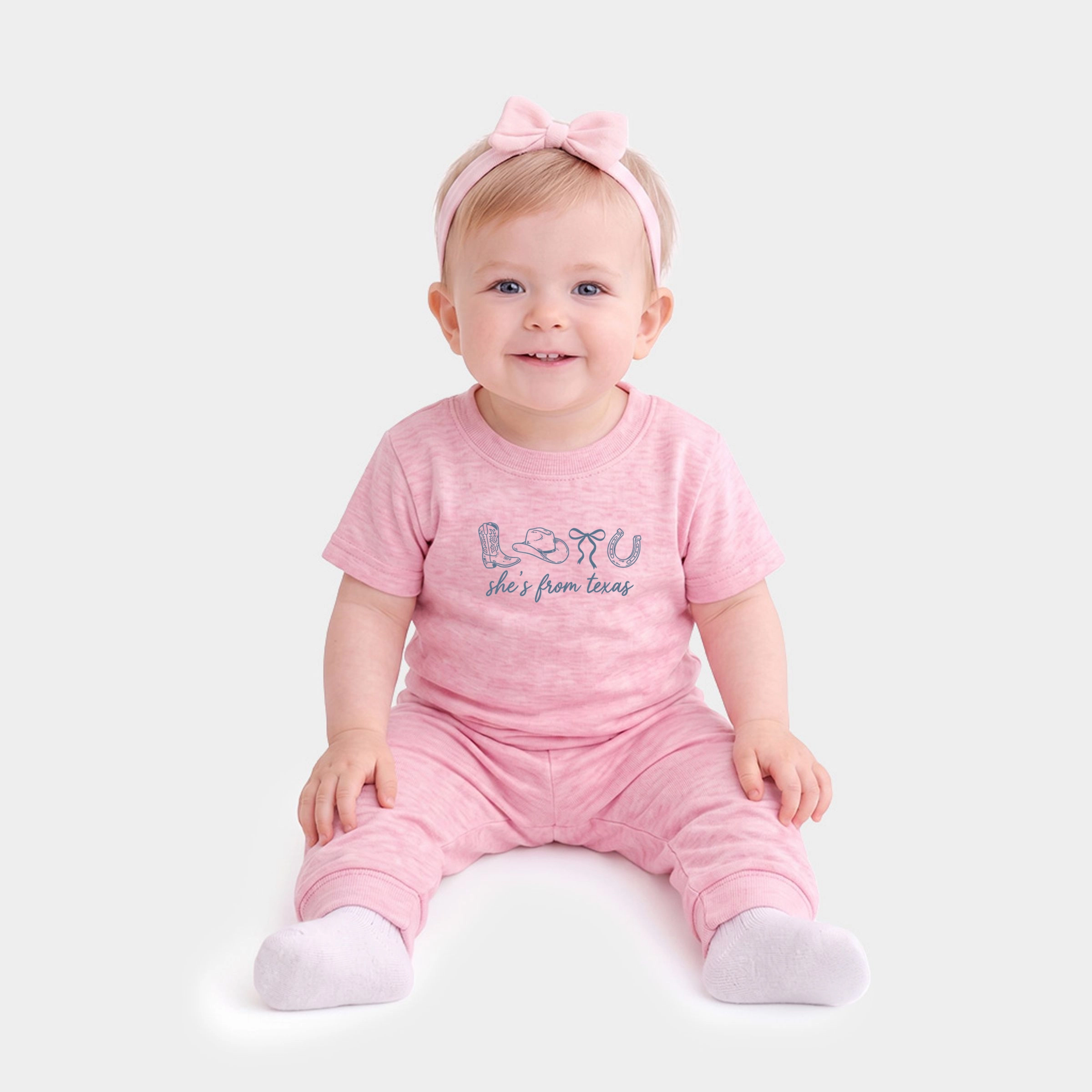The Juniper Shop - Infant Jogger Pant Crew Set She's From Texas Icons
