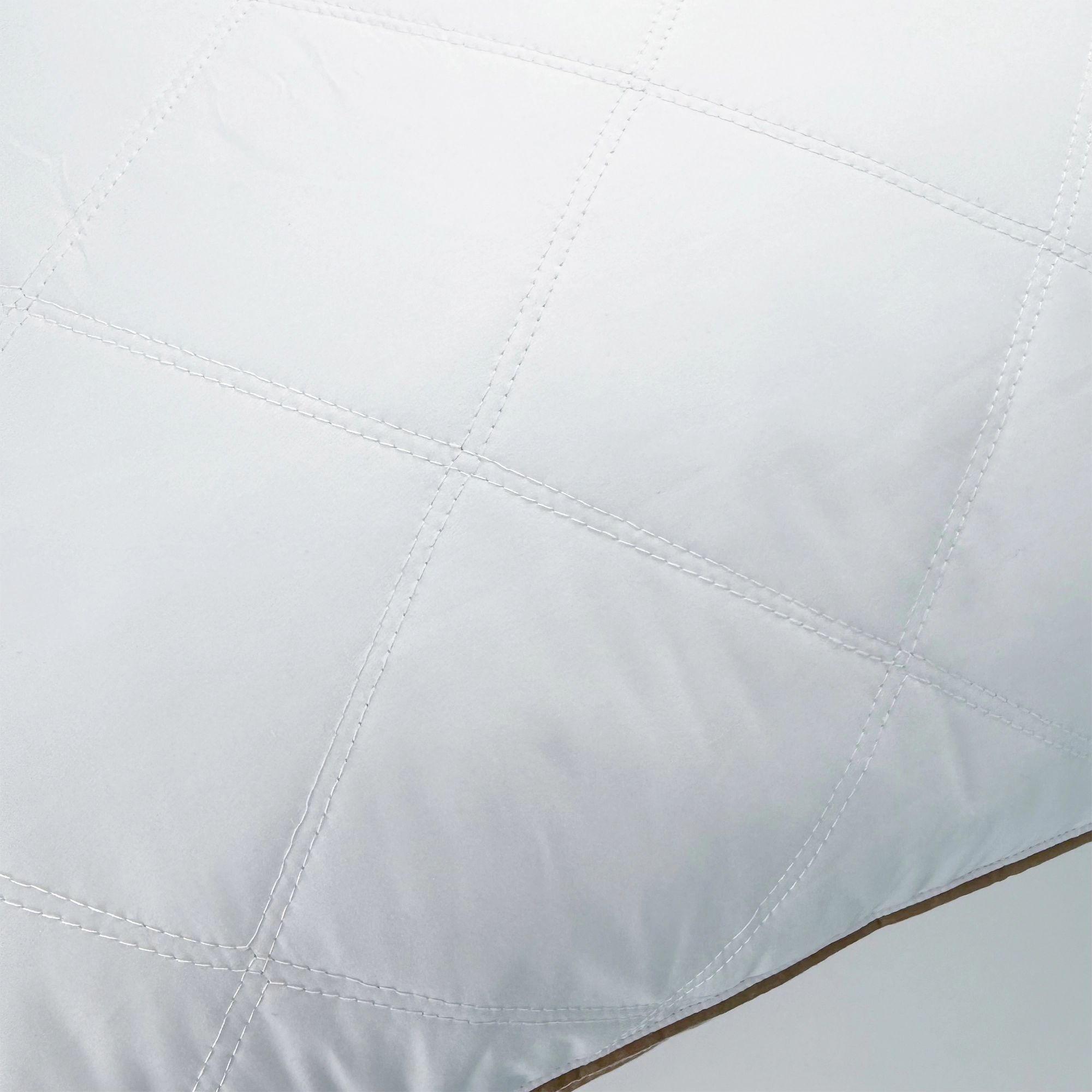 Unikome Diamond Quilted Goose Feather Pillow Set of 2, Brown Piped Hotel Support Bed Pillows