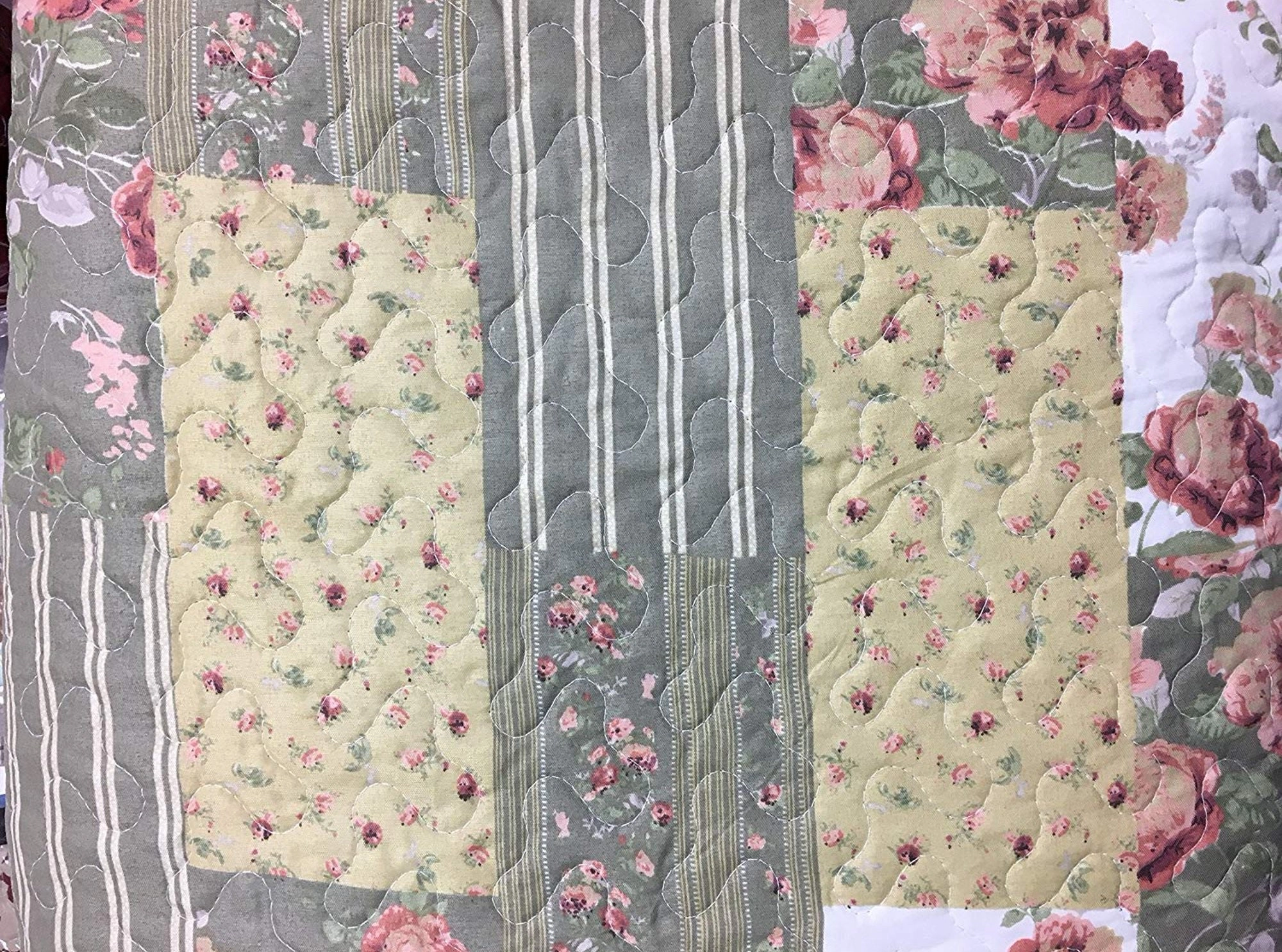 J&V TEXTILES 100% Microfiber Green Reversible Quilt Set
