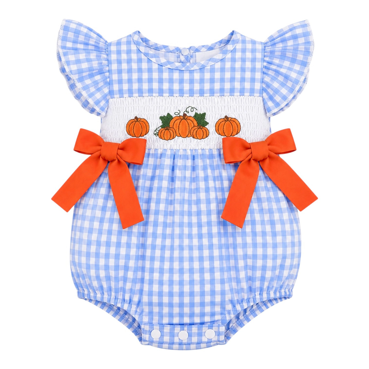 Laurenza's Baby Girls Smocked Pumpkin Fall Romper