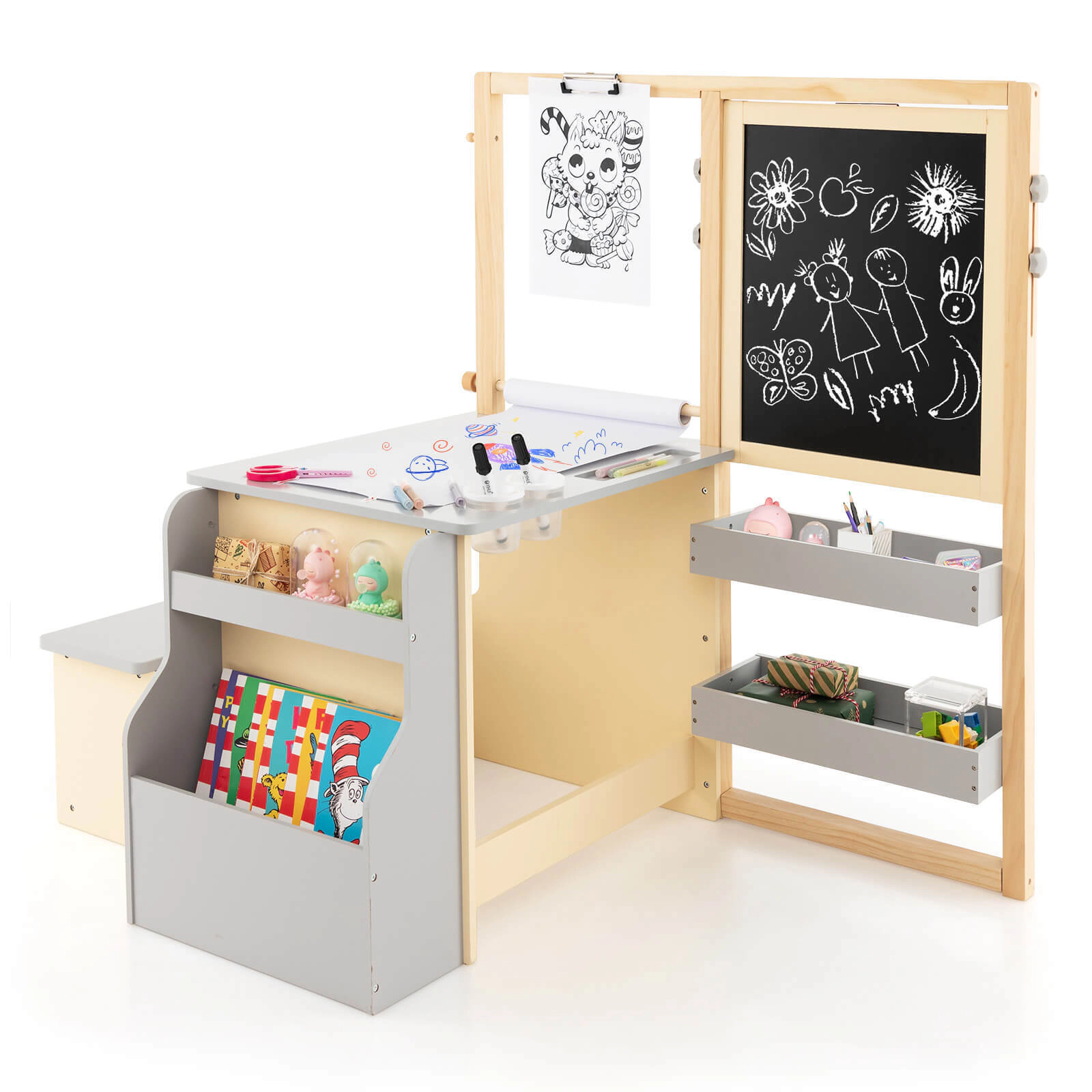 Hivvago Kids Art Center Wooden Table Bench Set