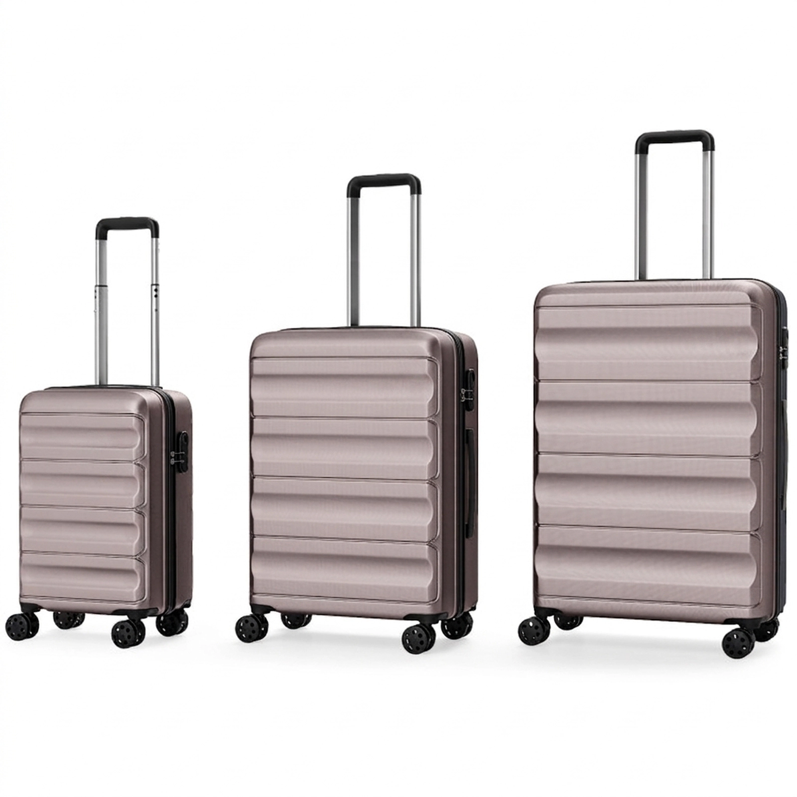 SUGIFT Pink 3-Piece Hardside Luggage Set 20-in Carry-On 24-in and 28-in Checked Lightweight ABS Suitcases
