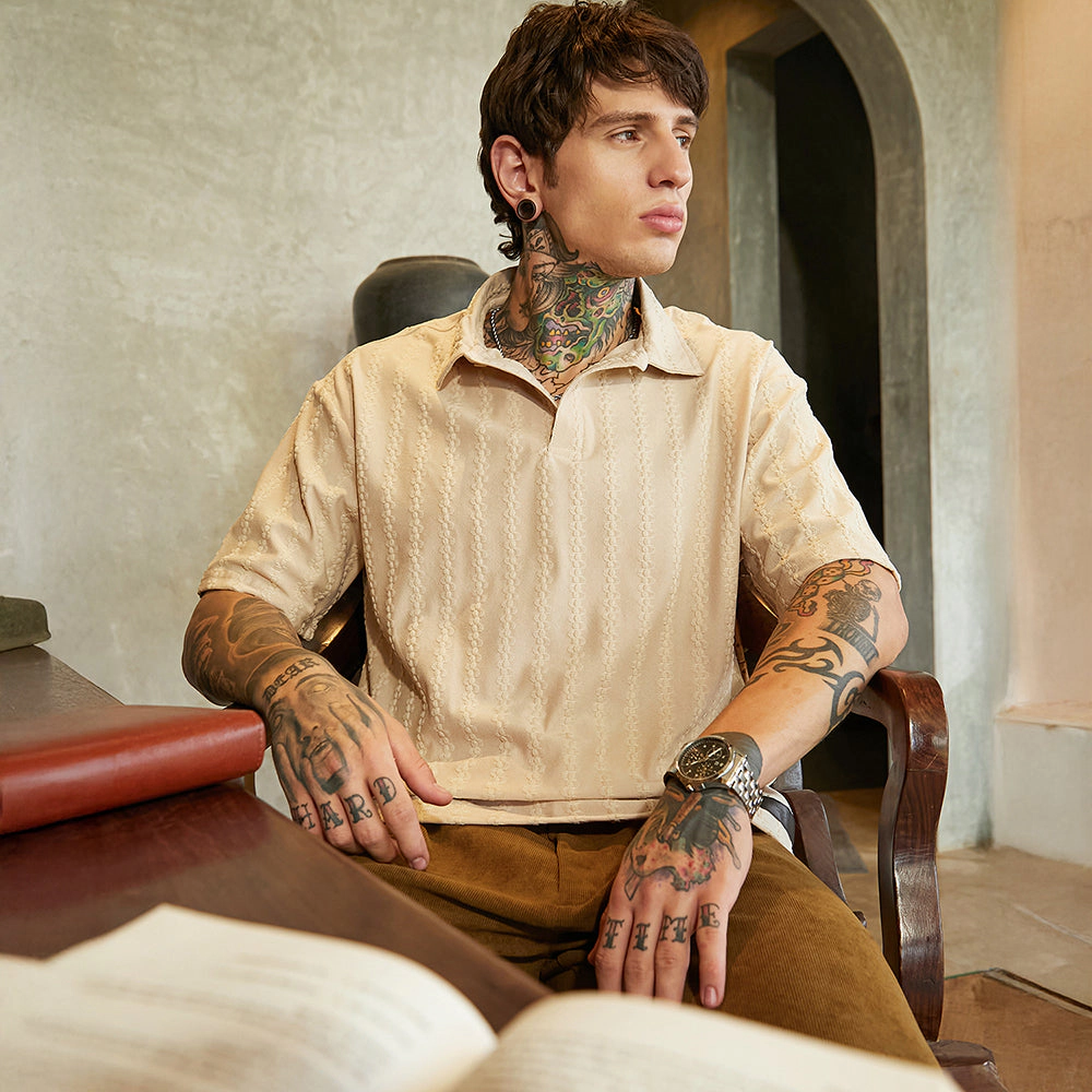 Spiralknot-Tactile Oversized Polo T-Shirt