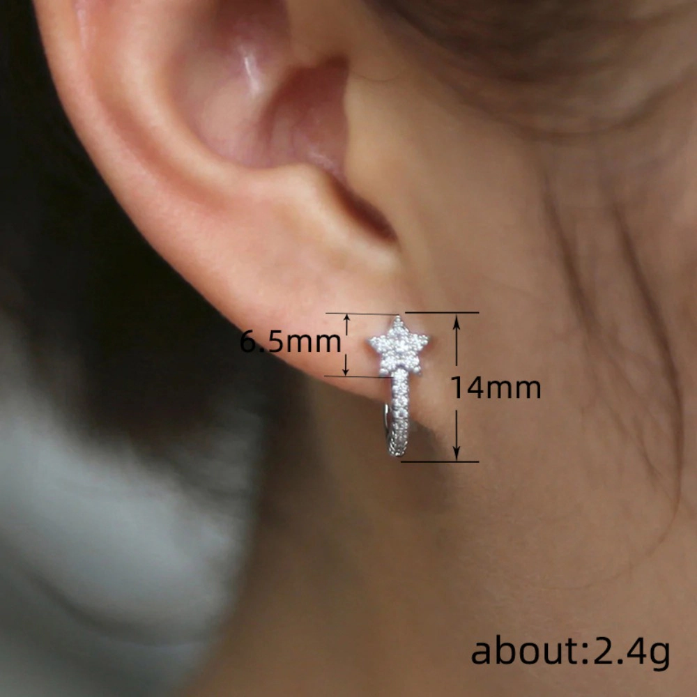 Dazzling Stars Hoop Earrings Full with Cubic Zirconia