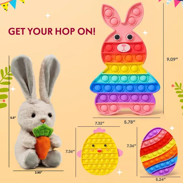 Sperric Easter Bubble Pop Fidget & Baby Plush Bunny Toy Set - Bunny, Chicken & Egg Pop It Fidget with Plush Bunny