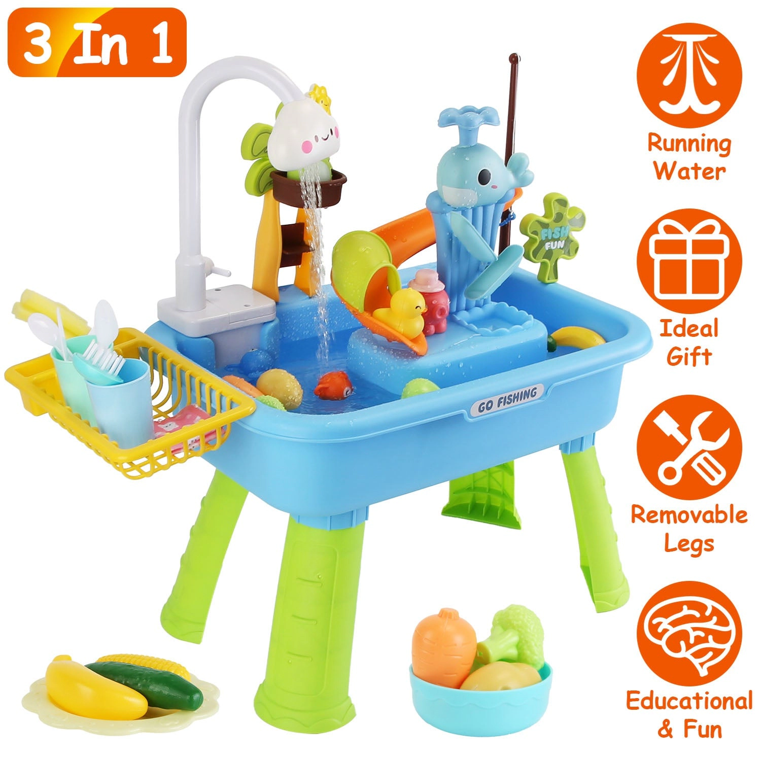 GBruno 3-in-1 Kitchen Sink Toy With Electric Faucet