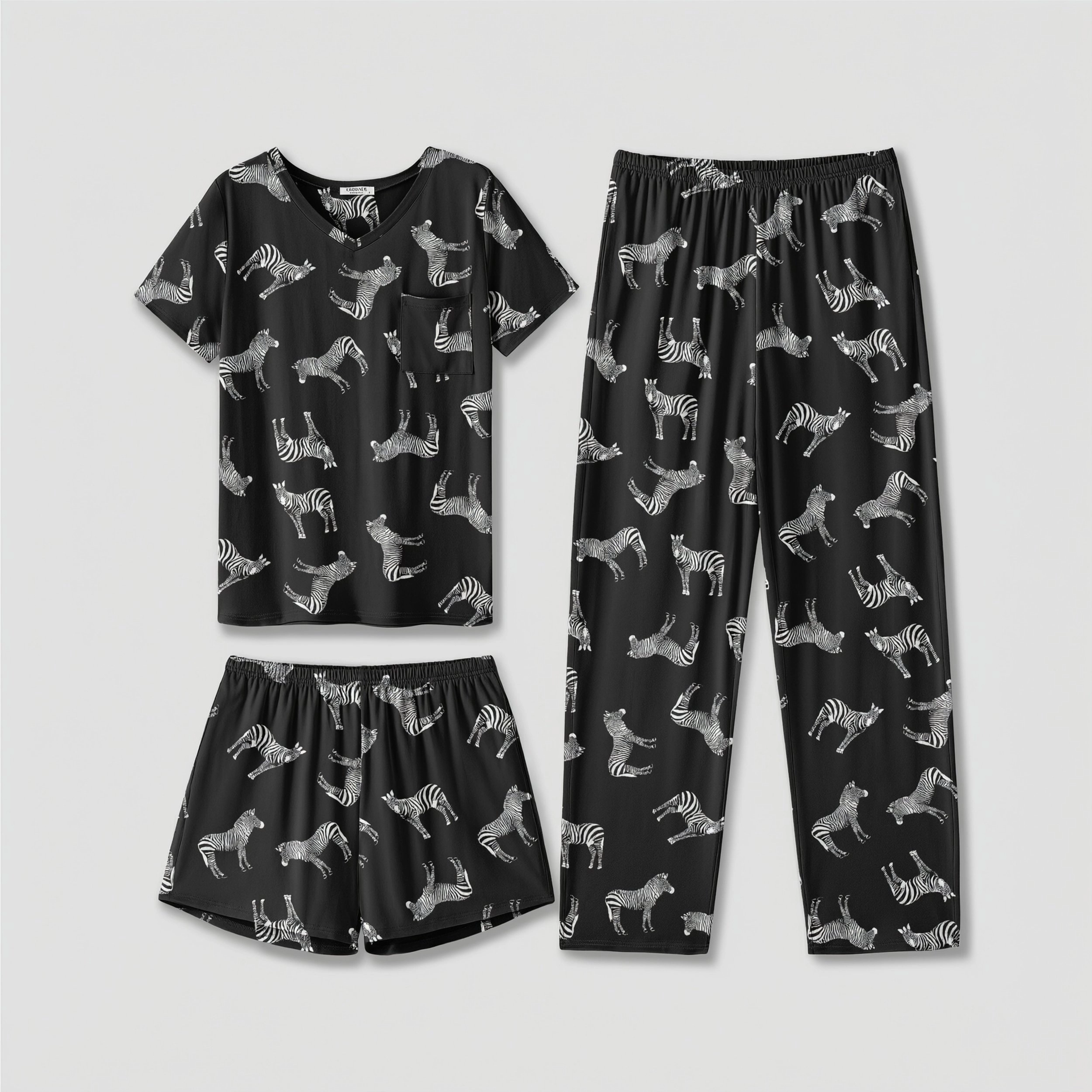 Ekouaer Women's 3 Pc Pajama Set Short Sleeve Sleepwear Pj Top and Shorts Pants Pjs with Pockets