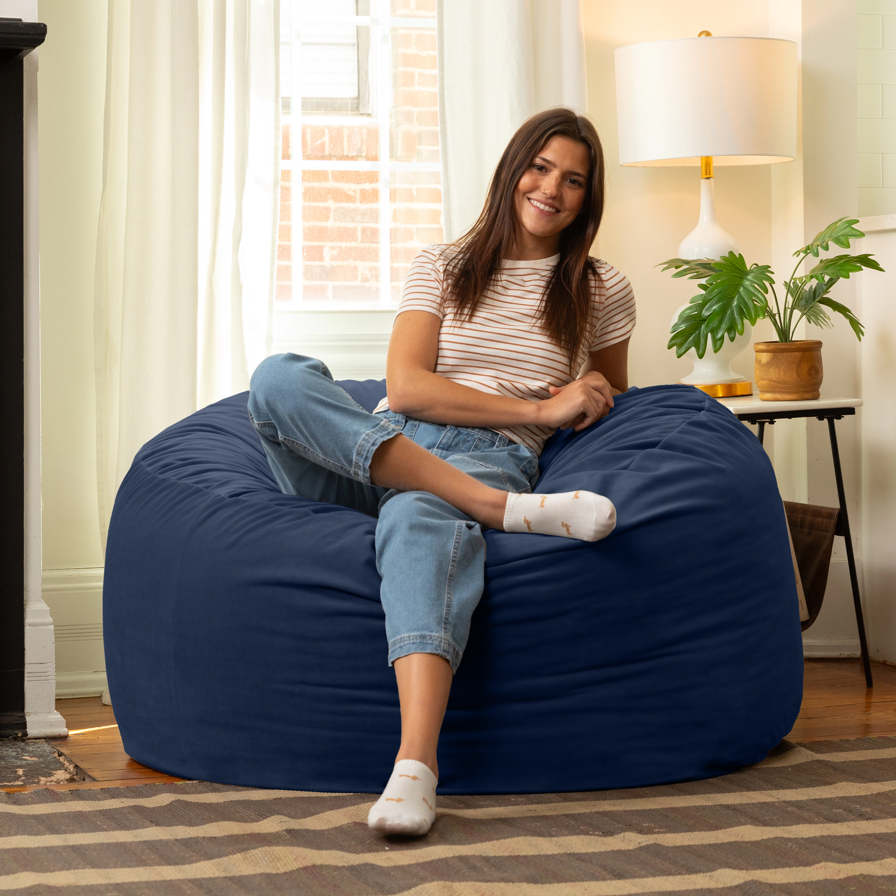 Jaxx 4 Foot Saxx - Large Round Bean Bag Chair for Adults