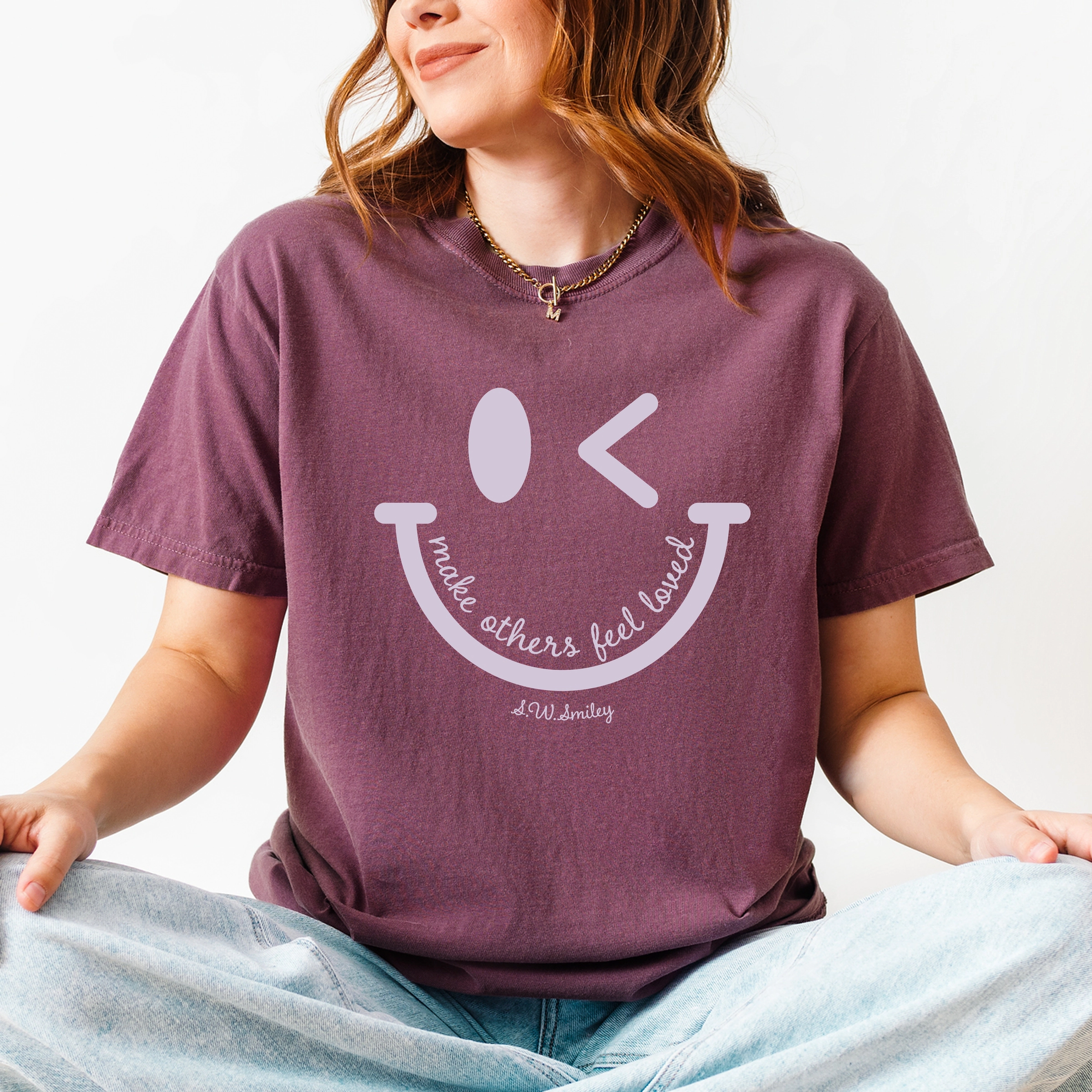 Simply Sage Market - Women's Garment Dyed Graphic T-Shirt S.W.Smiley Make Others Feel Loved Puff