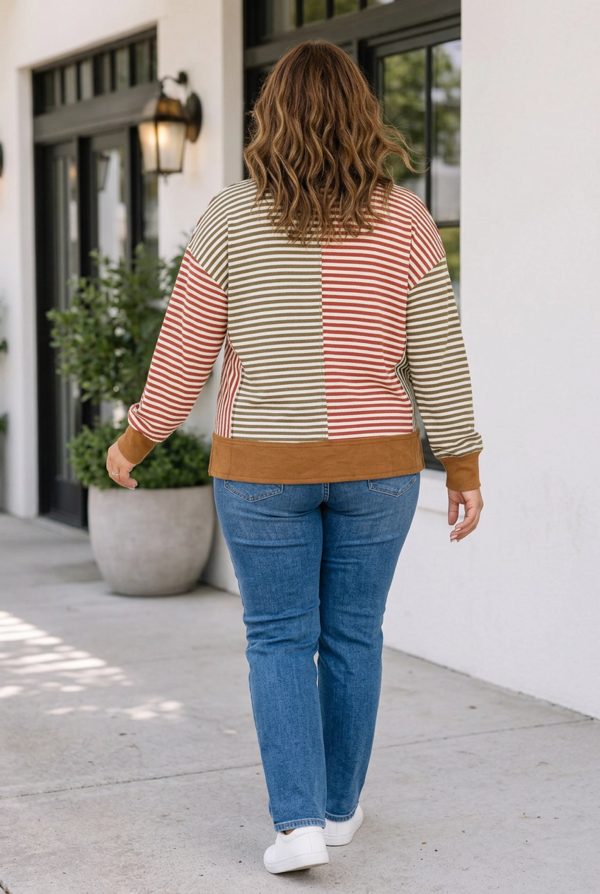 Threaded Pear Carmen Long Sleeve Blouse PLUS Top