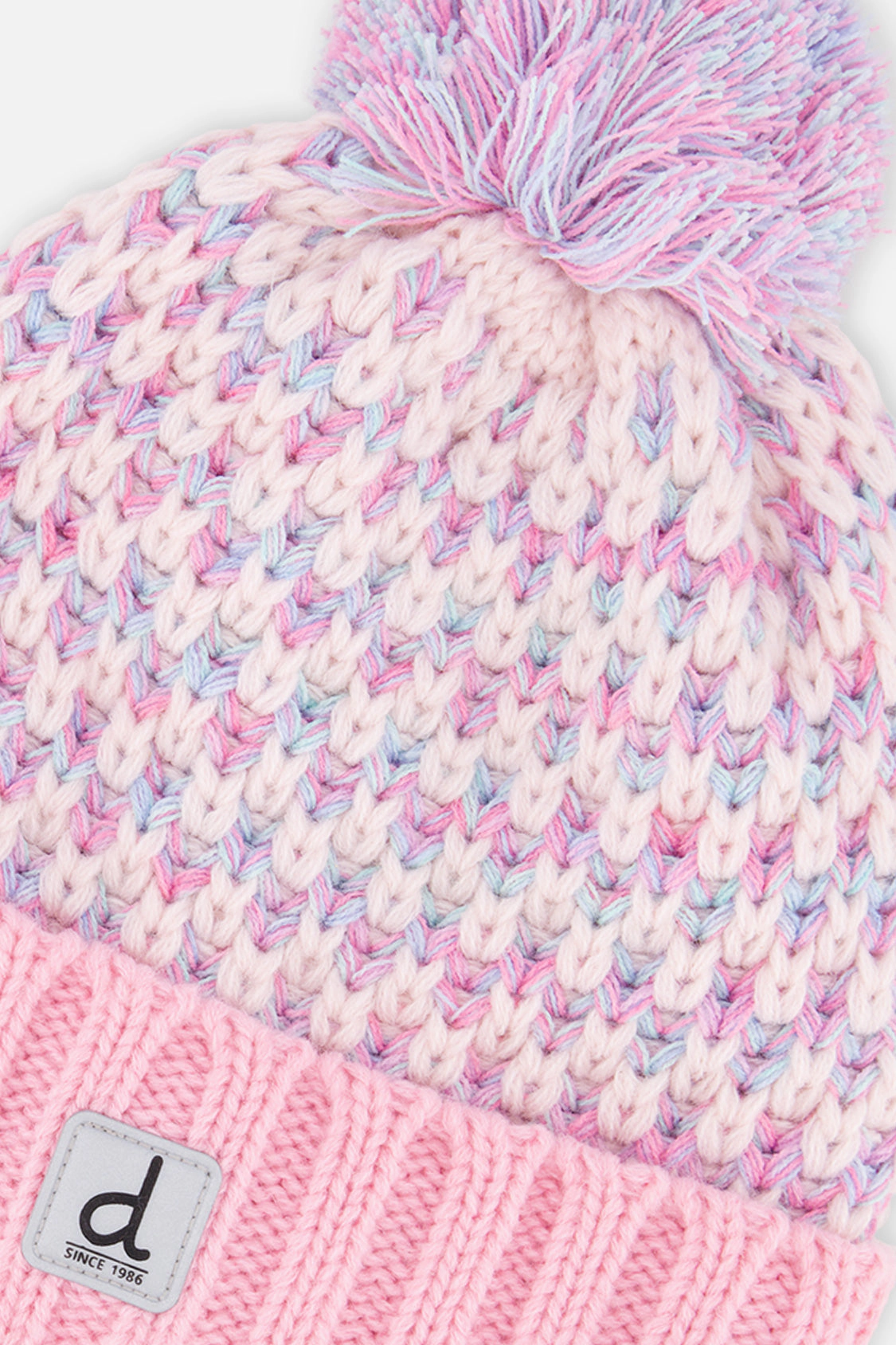 Deux par Girls Stockinette Stitch Winter Knit Hat with Pompom