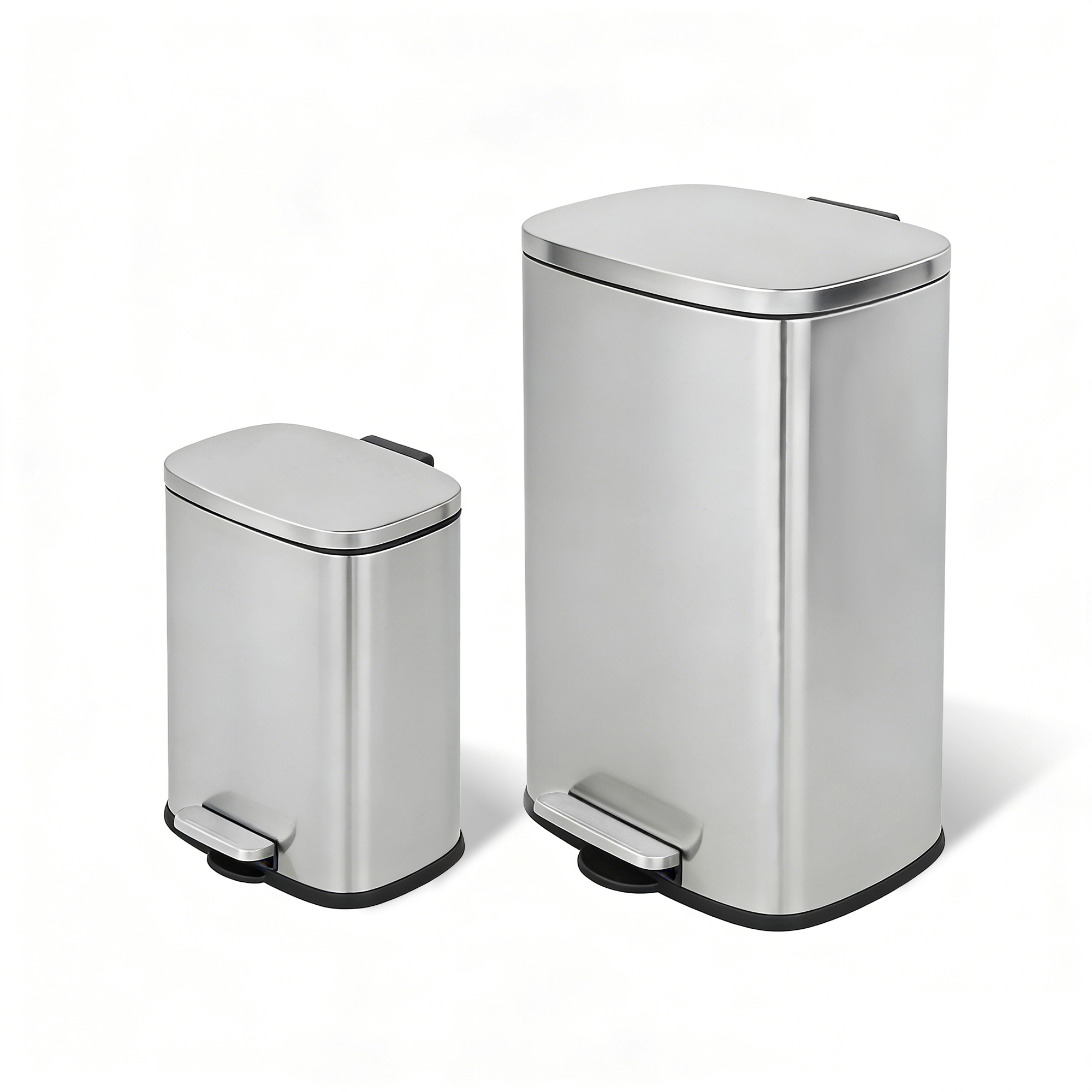 Innovaze 13 +2.1 Gal./50+8 Liter Stainless Steel Step-on Trash Can Set for Kitchen and Bathroom