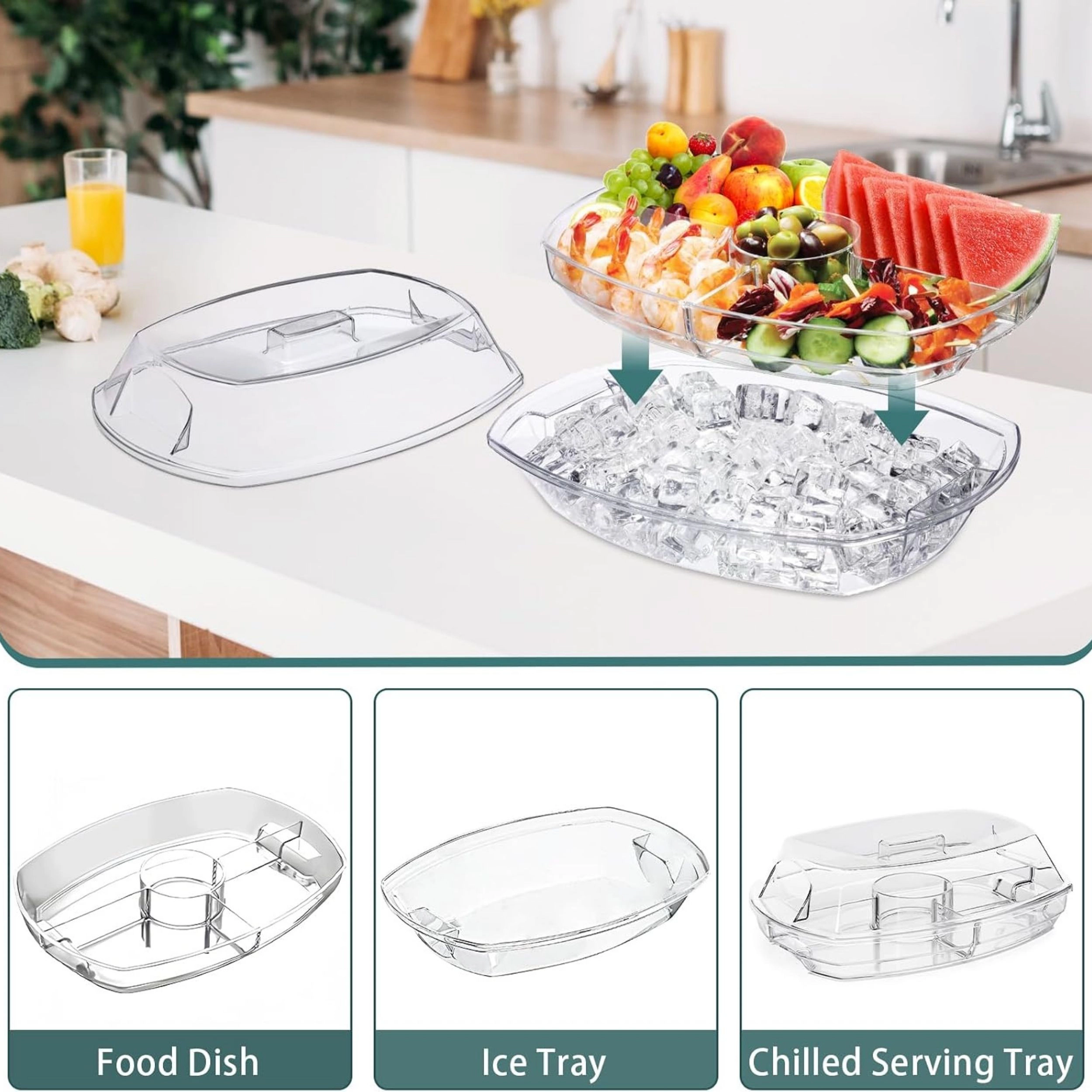 Stock Preferred Chilled Serving Platter with Lid and Ice Tray for Appetizers