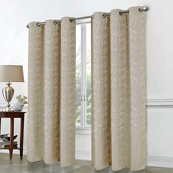 RT Designer Collection Calypso Shimmer Jacquard 2 Pack Grommet Curtain Panel Pair 36" x 84" Taupe