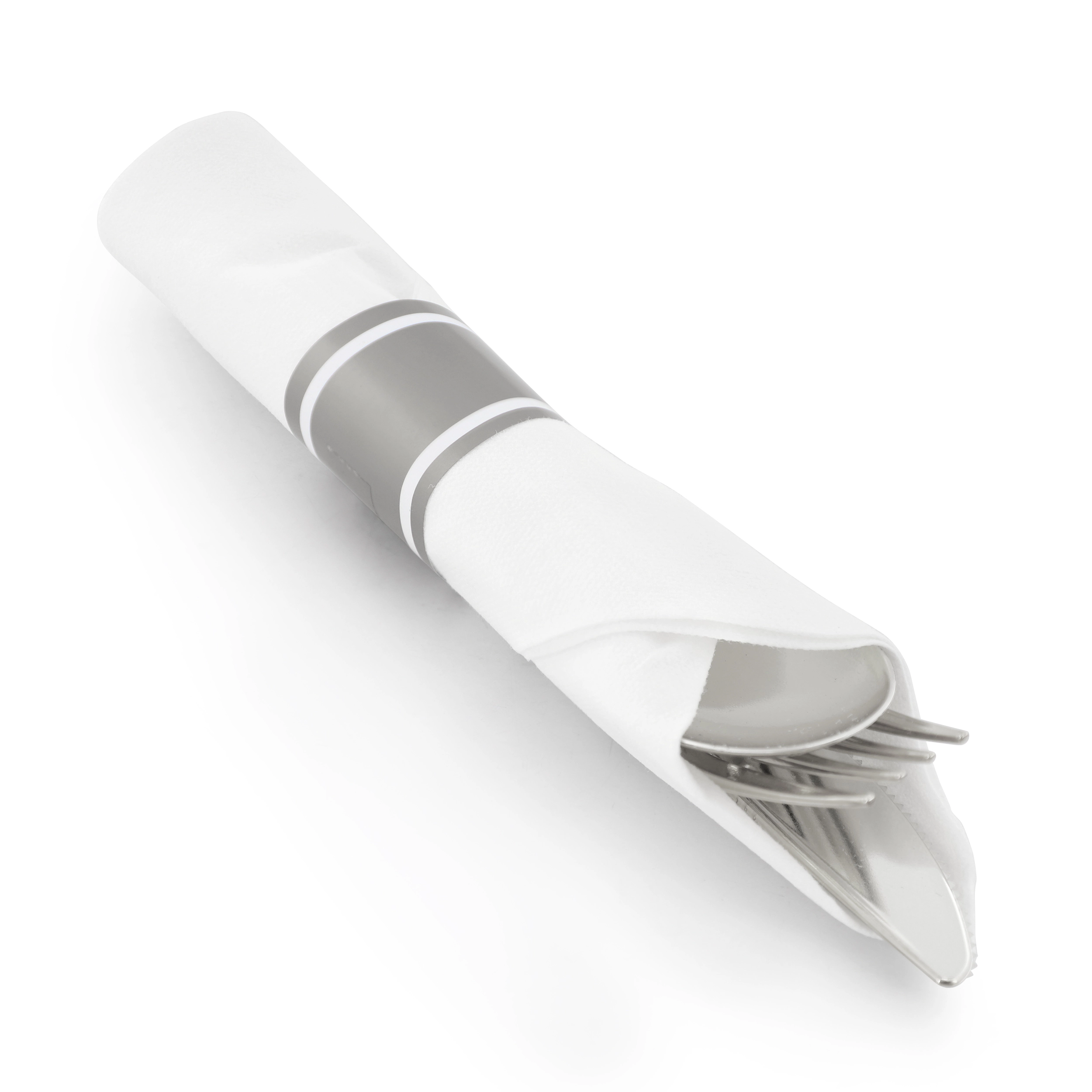 Elama 350 Piece Disposable Plastic Dinnerware Party Set for 50 Guests in White with Silver Trim