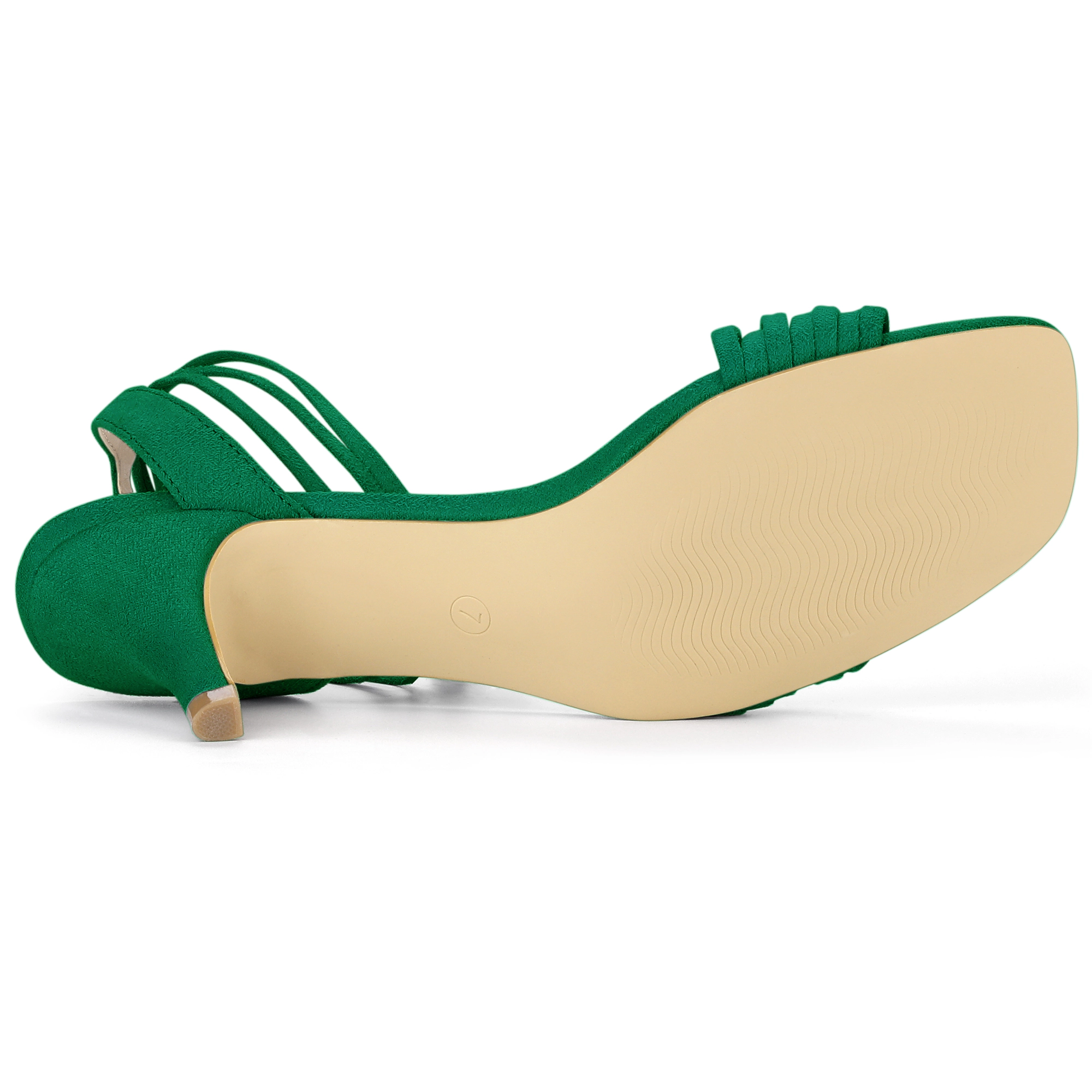BLISSFUL STEP Women's Faux Suede Lace Up Open Toe Kitten Heel Slingback Sandals