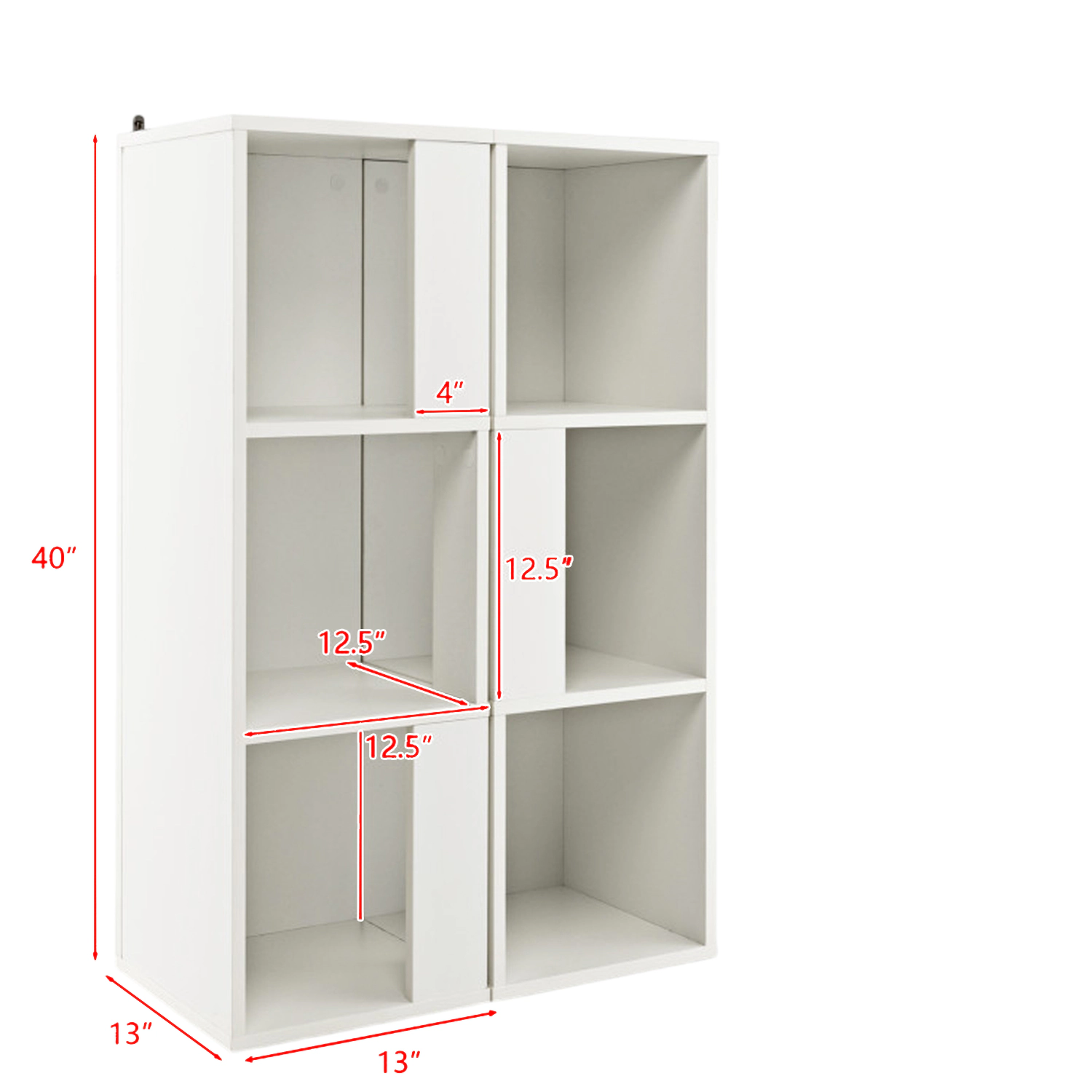Hivvago 6-Cube Storage Bookcase With 3 Levels And Anti-Tip Safety Design