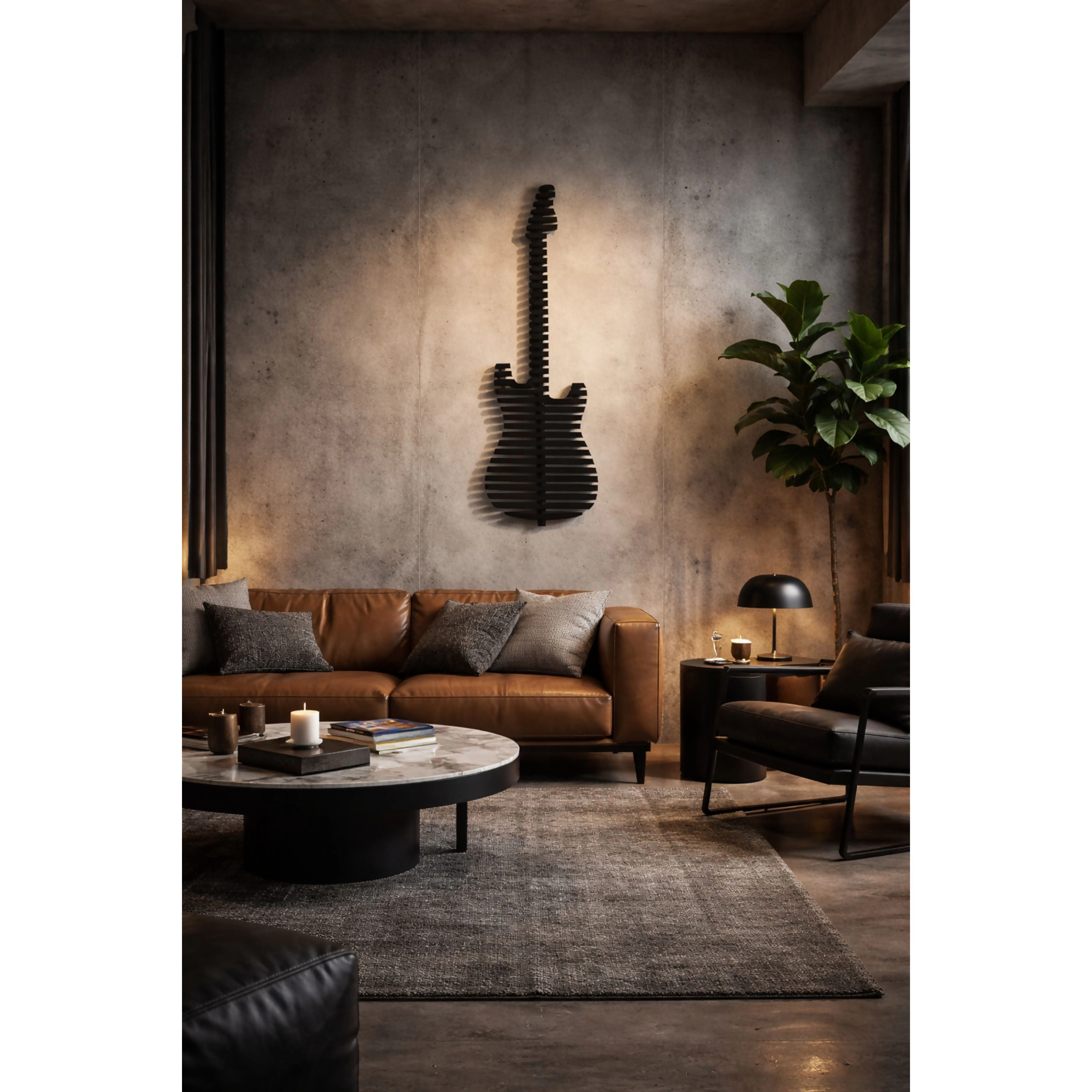 Wear Sierra Parametric Black 3D Guitar Wood Wall Art