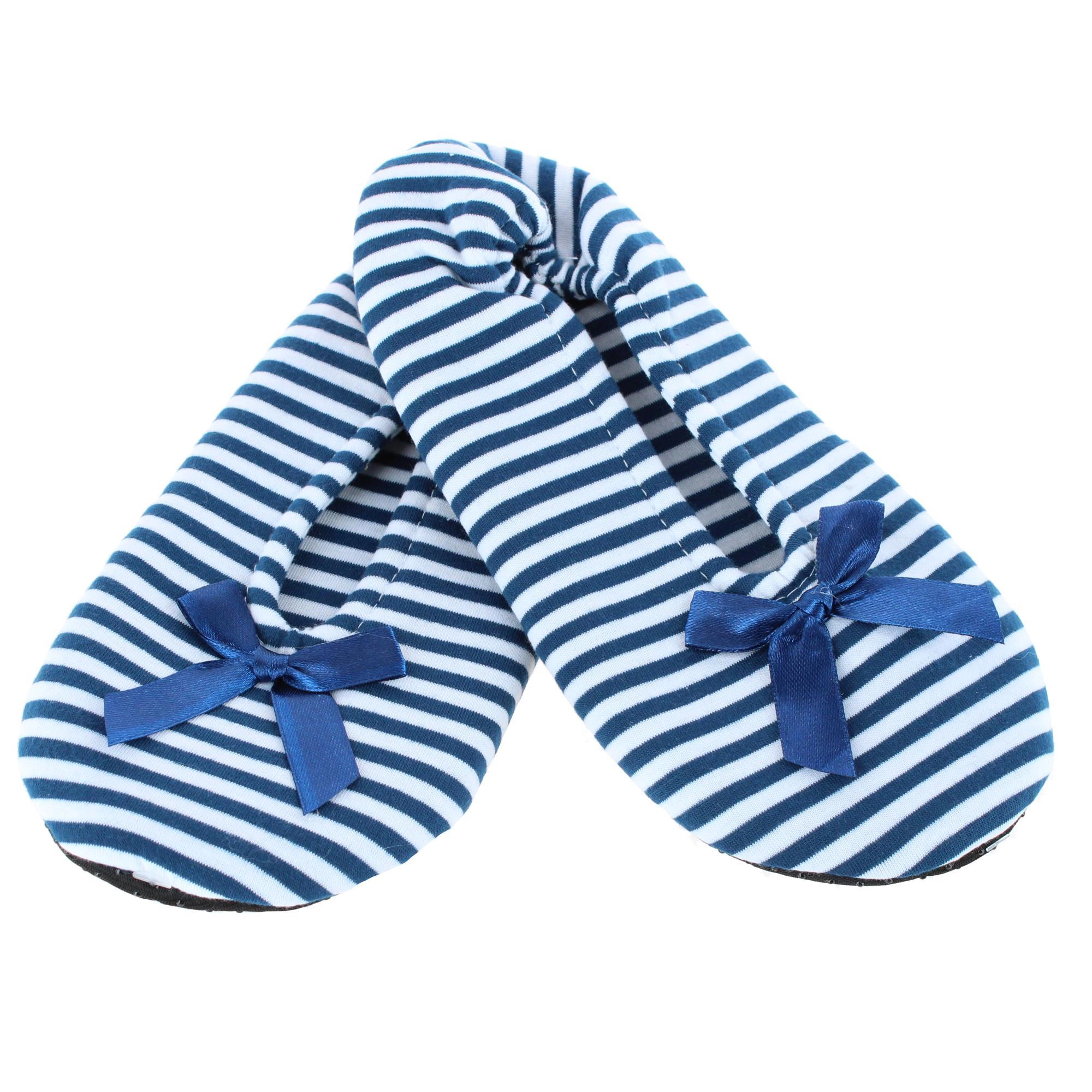 CTM Women's Striped Ballerina Slipper House Shoe by Wootie