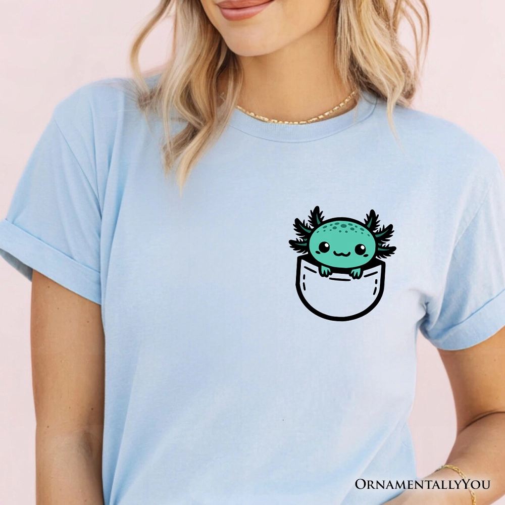 OrnamentallyYou Unisex Cute Pocket Green Axolotl T-Shirt