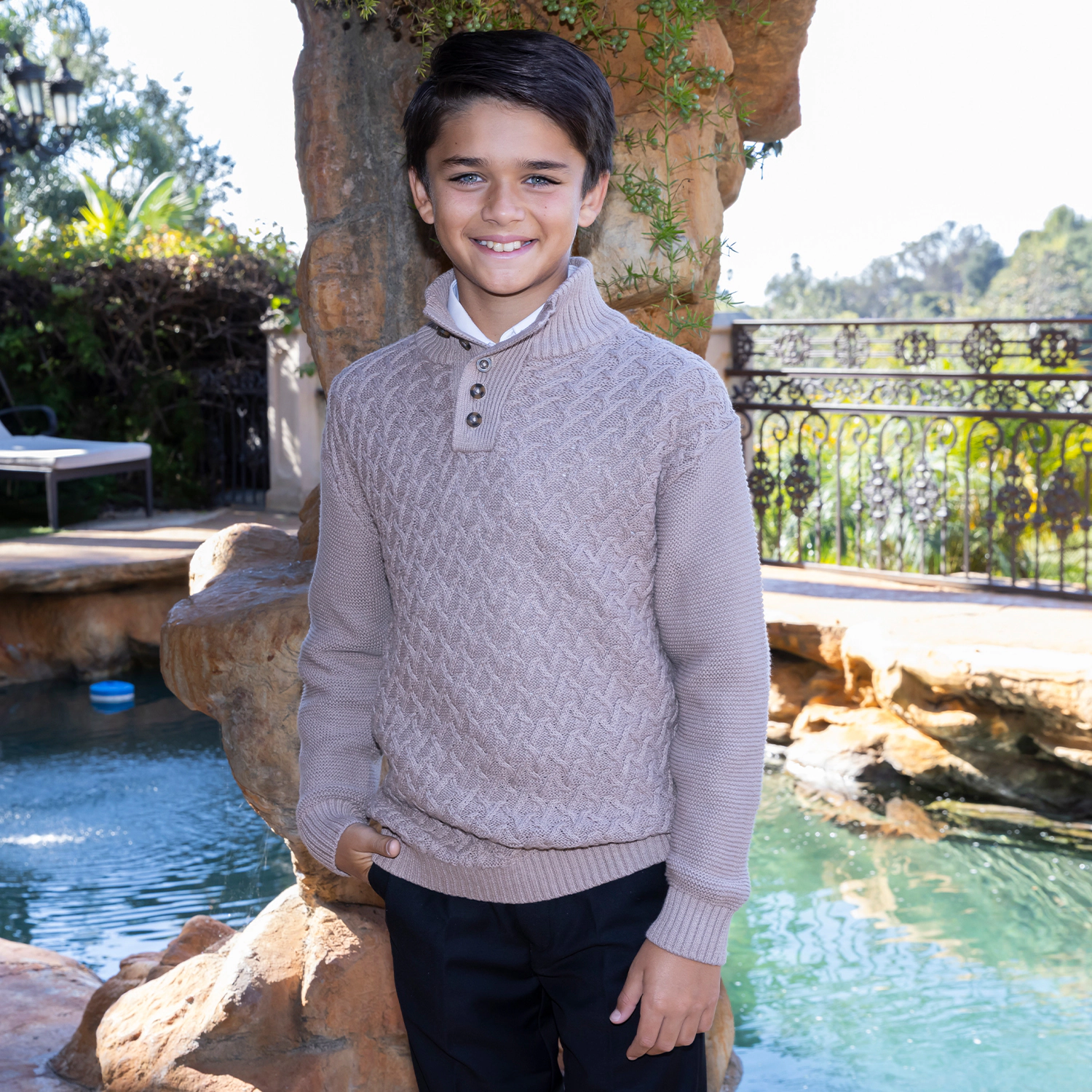 Gioberti Boy's Mock Neck Pullover Knitted Sweater