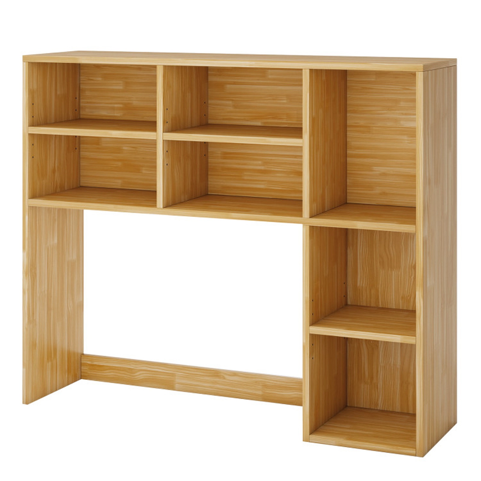 SUGIFT Natural 37-in Desktop Bookshelf Countertop Organizer with 7 Cubbies 3 Adjustable Shelves and 210-lb Top
