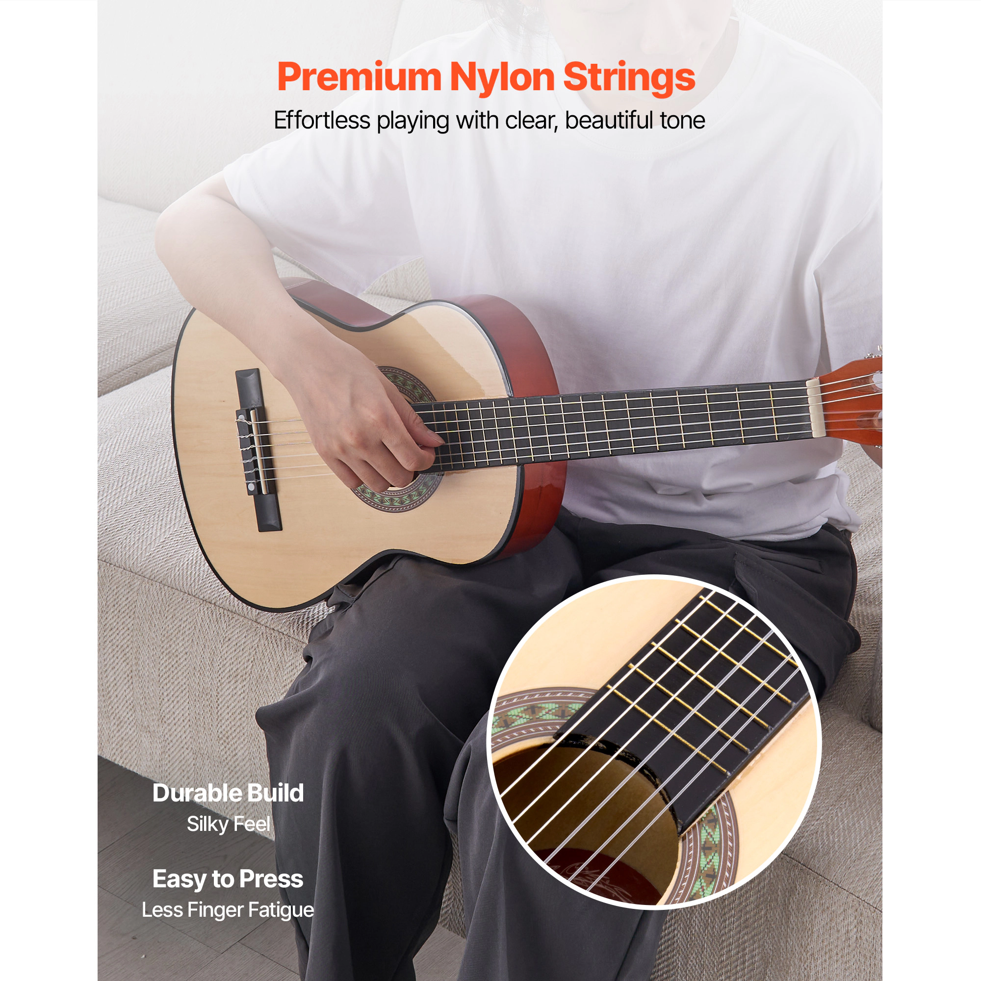 HONGGE Classical Guitar 30 Inch Wood Starter Kit for Beginners with Nylon Strings Gig Bag Strap Tuner