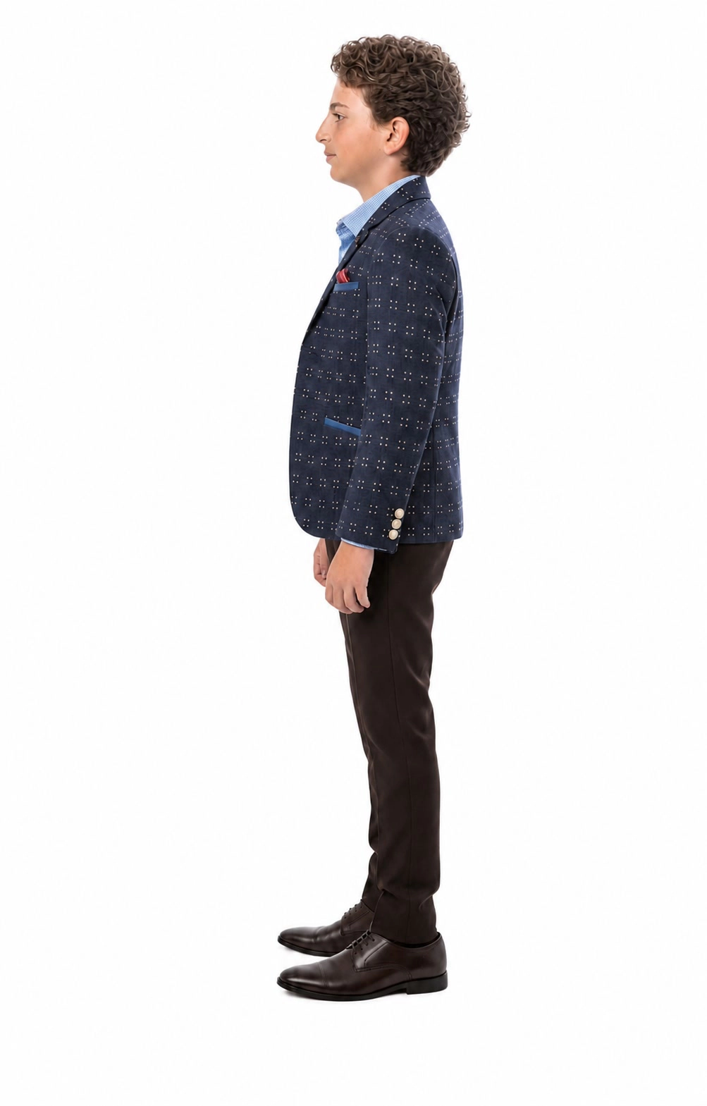 Elie Balleh Boys Slim Fit Dotted Textu Blazer