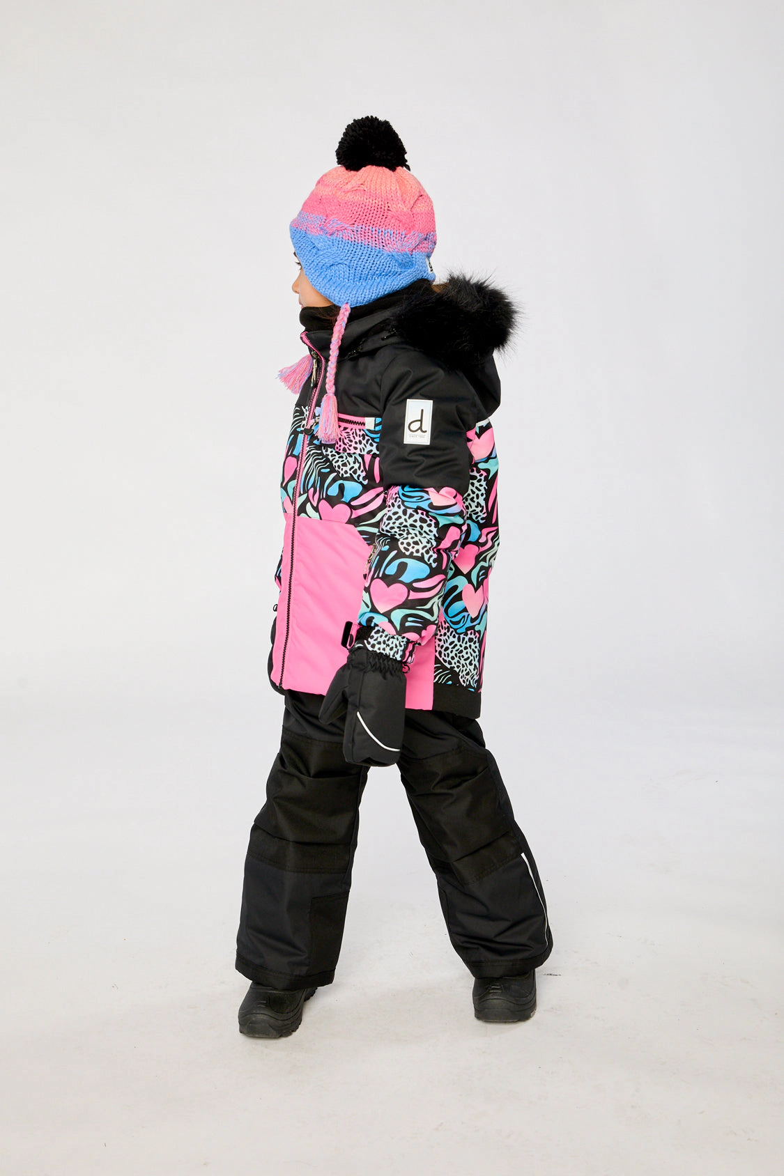 Deux par Girls Zebra Print Two Piece Play Snowsuit with Hooded Jacket and Snow Pants