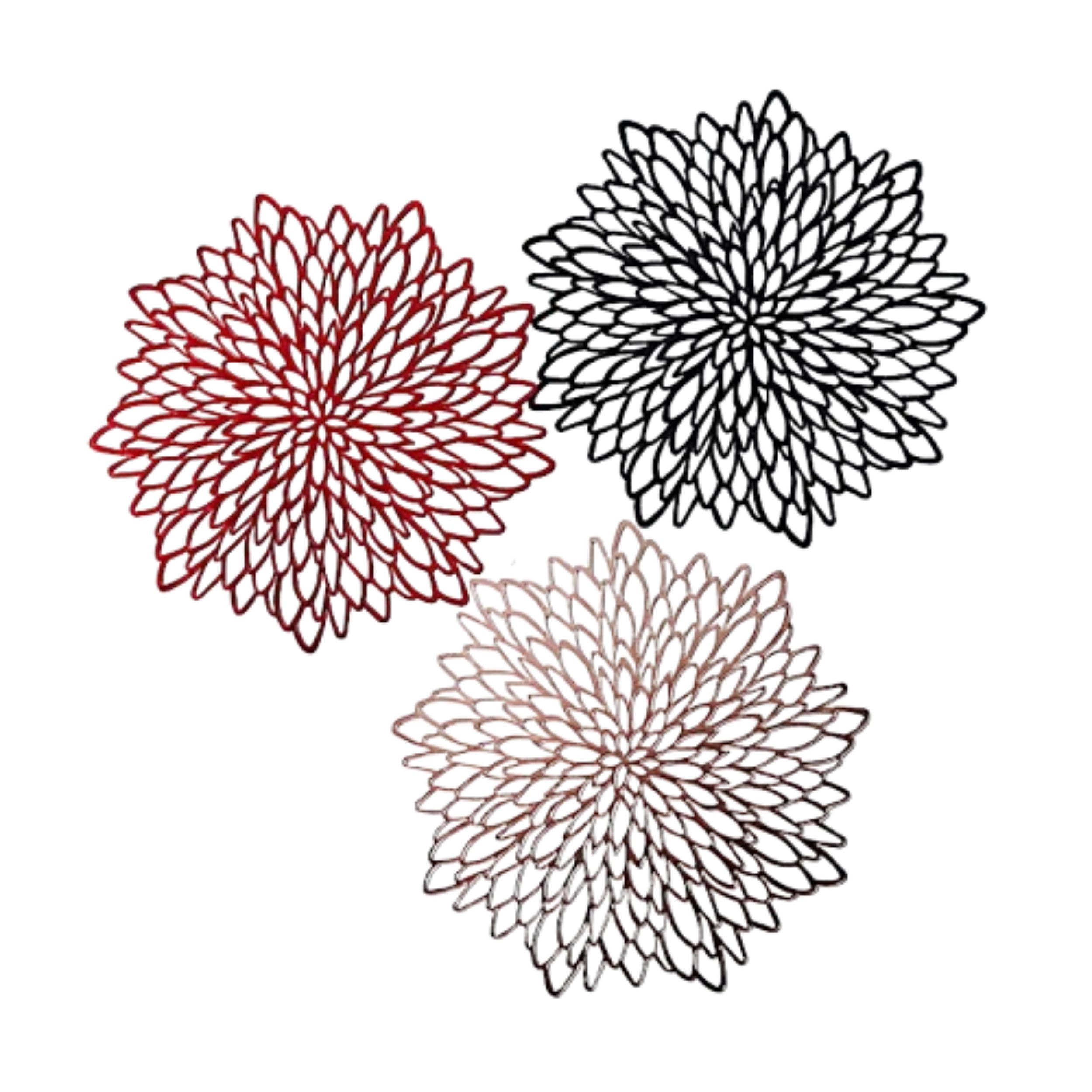 Home Collection Set of 6 Dahlia Flower Round Placemats