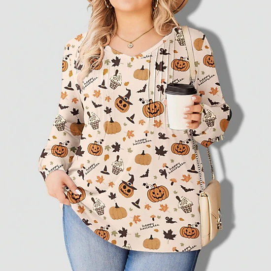 Zeagoo Women Pleated V Neck Tunic Blouse