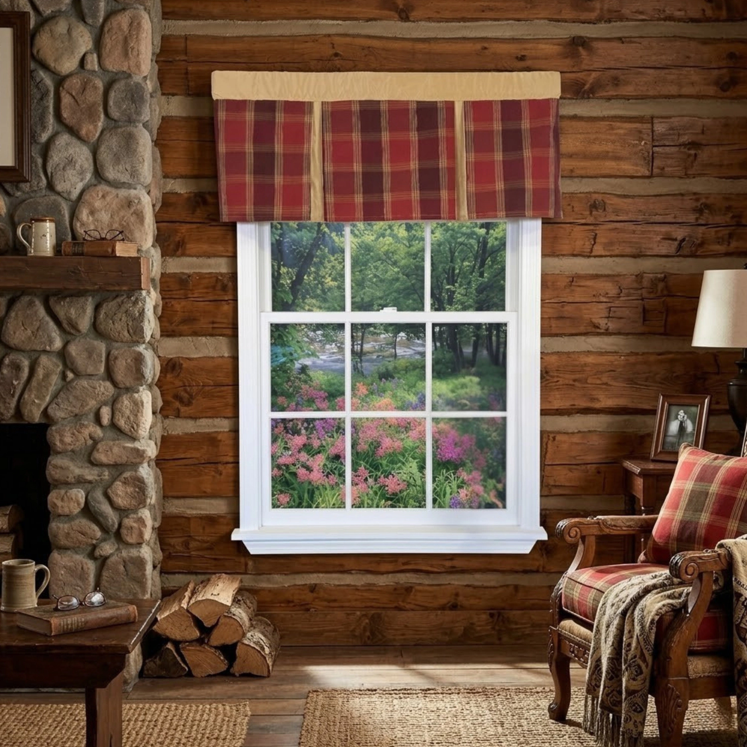 RLF Home Duncaster Pleated Window Valance 100% Cotton Rod Pocket 50" x 17" Burgundy