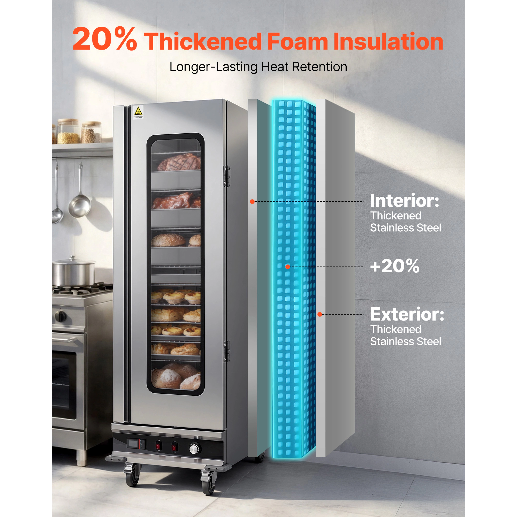 HONGGE Electric Hot Box Food Warmer, Tier Commercial Warming Cabinet with Water Tray, Door and Adjustable Shelves