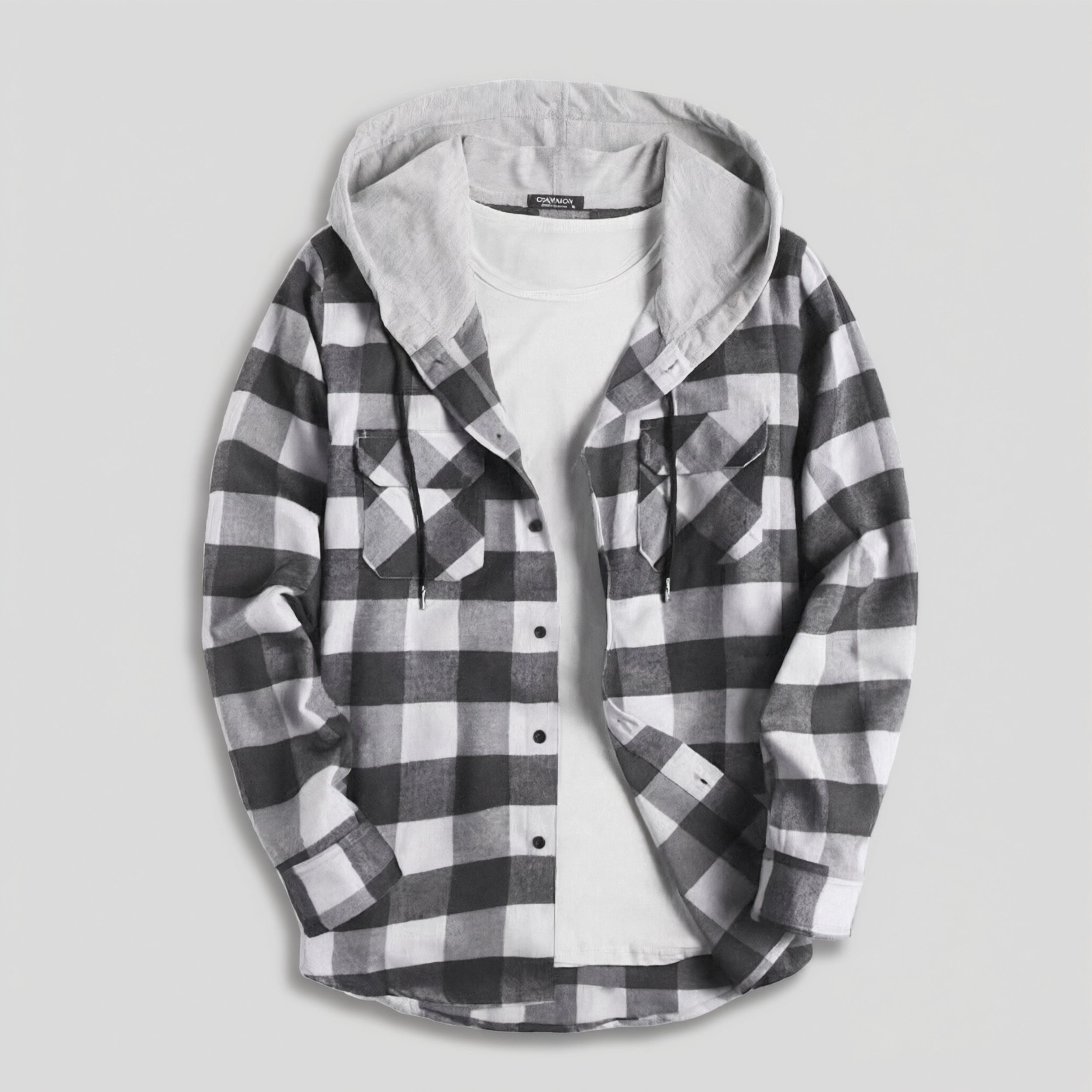 COOFANDY Men's Regular Fit Hooded Long Sleeve Flannel Shirt