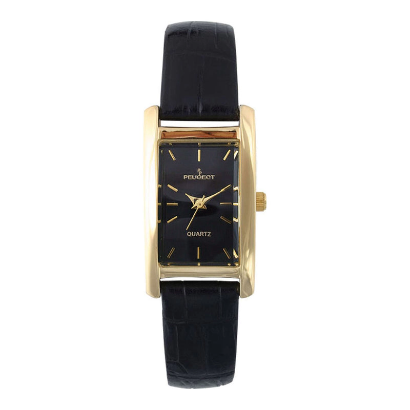 Peugeot Women's 34x20mm Contour Dress Watch Black Leather Strap