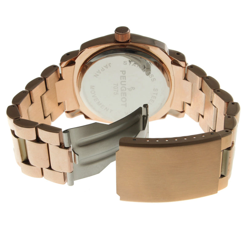 Peugeot Women's 40mm Rose Gold Boyfriend Bracelet Watch with Crystal Bezel