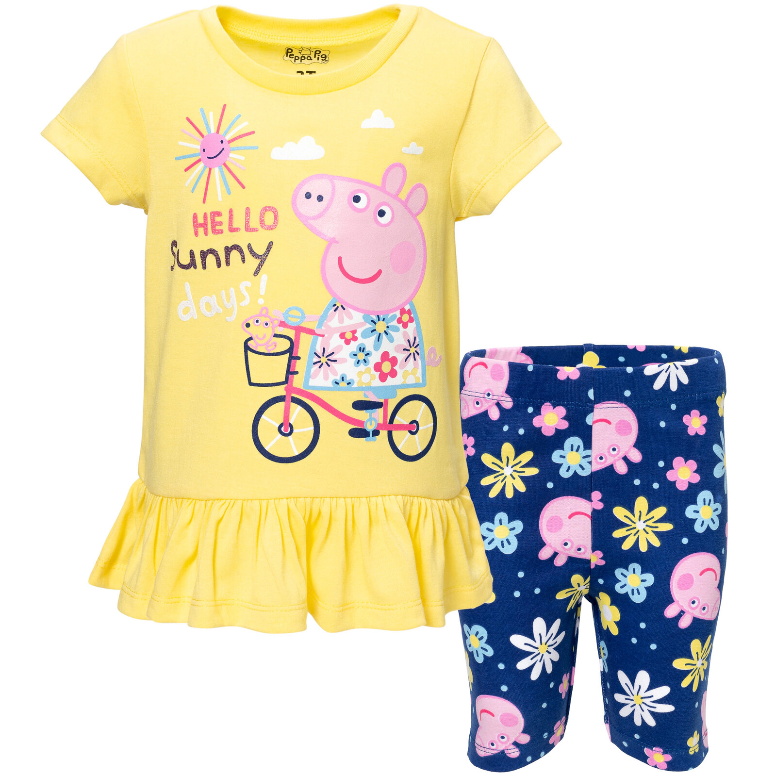 Peppa Pig Girls' 2-Piece T-Shirt and Bike Shorts Set