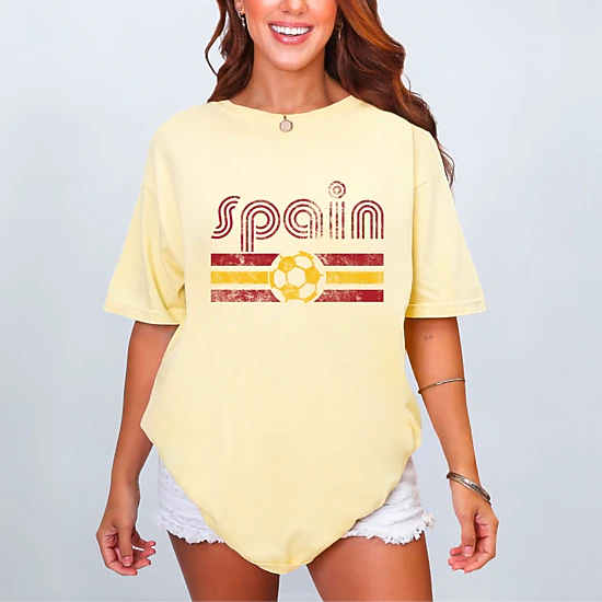 Simply Sage Market - Spain Soccer Flag - Women's Garment Dyed Graphic T-Shirt