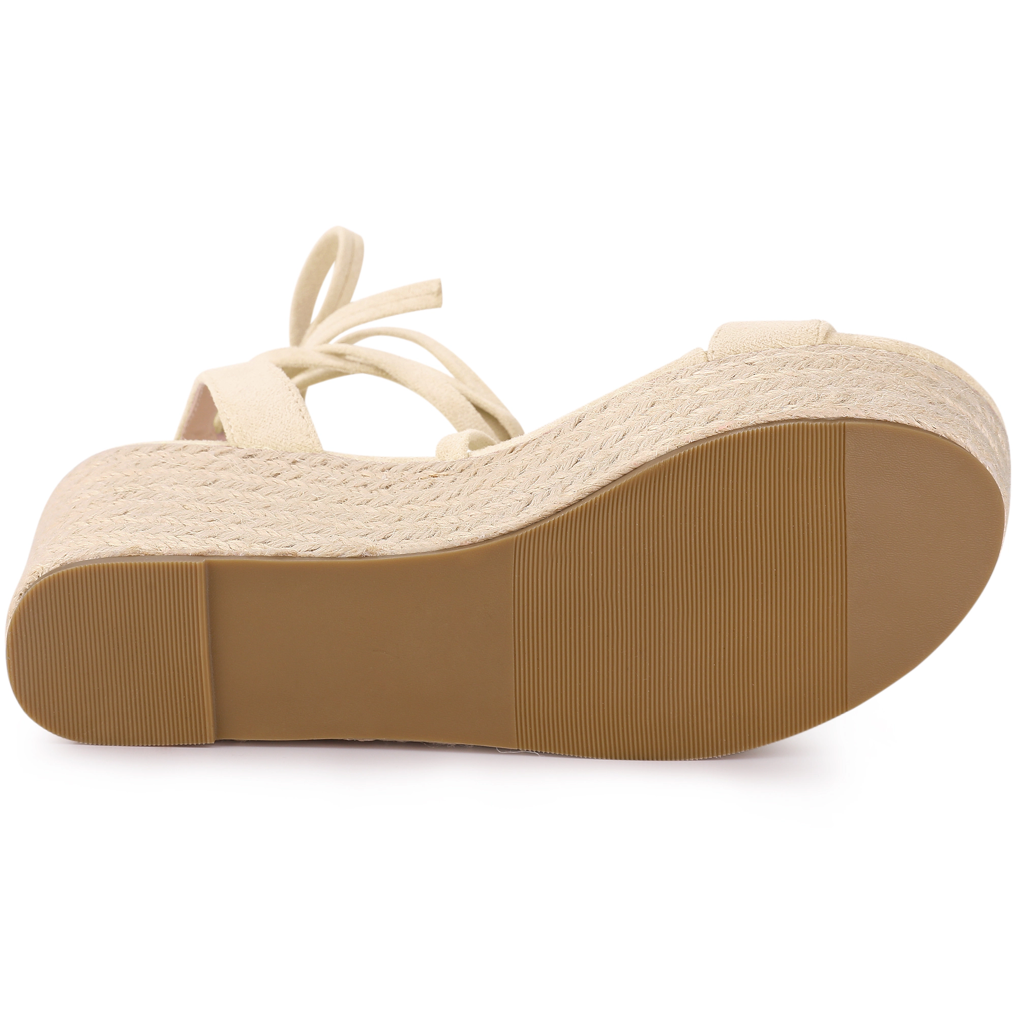 BLISSFUL STEP Women's Lace Up Wedge Heel Slingback Platform Strappy Sandals