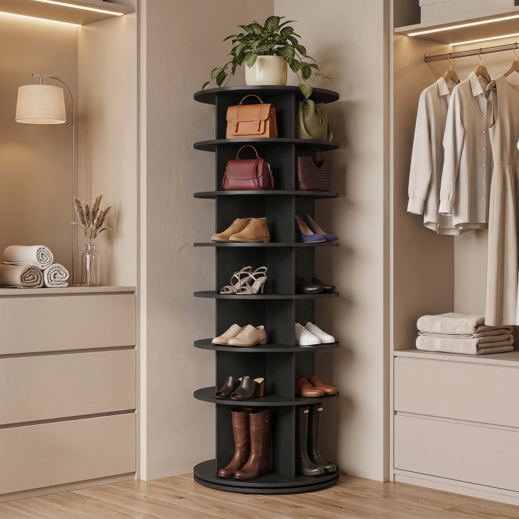 Hivvago 7-Tier Rotating Shoe Rack Tower Freestanding Spinning Organizer