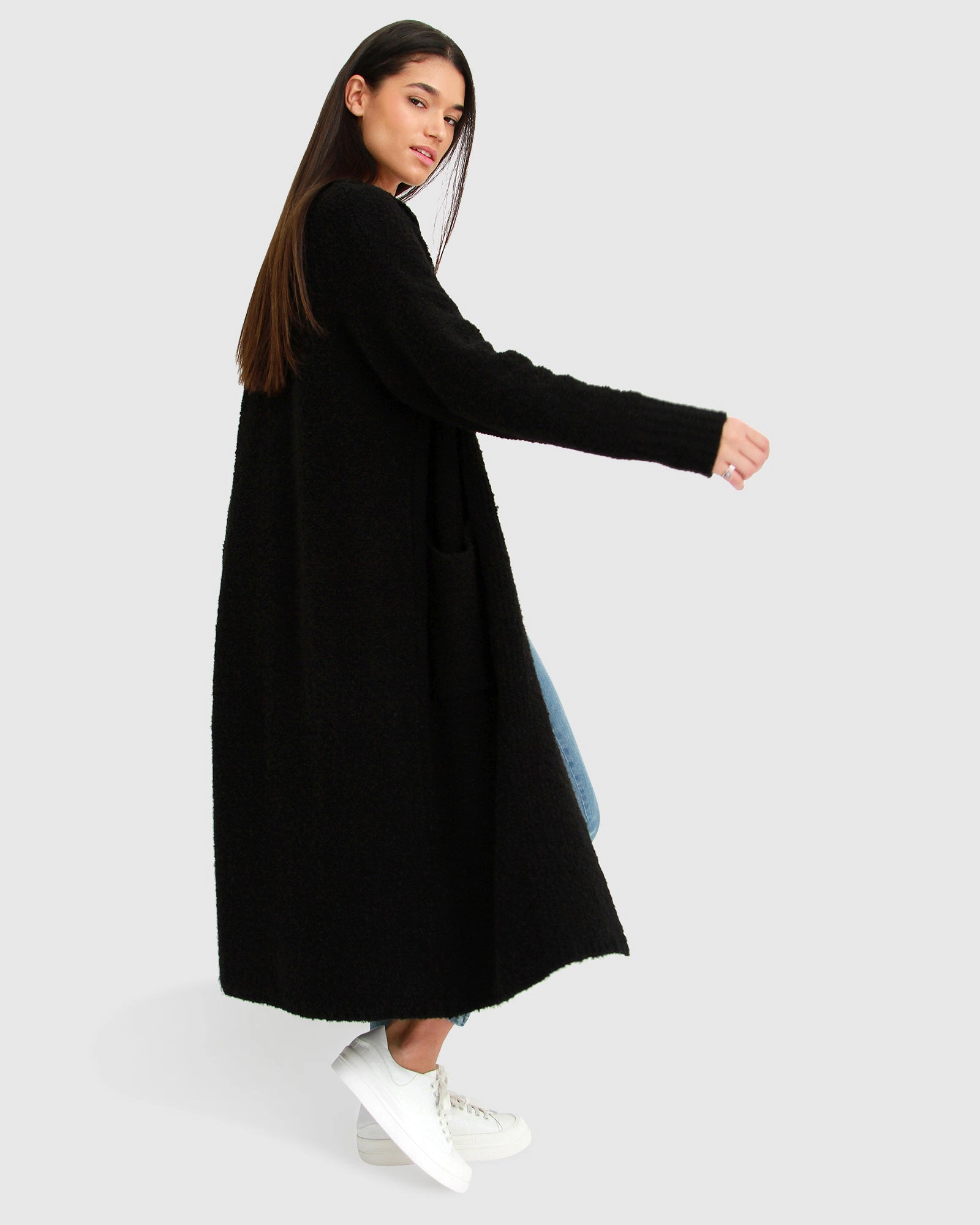 Belle & Bloom Womens Born To Run Sustainable Sweater Coat