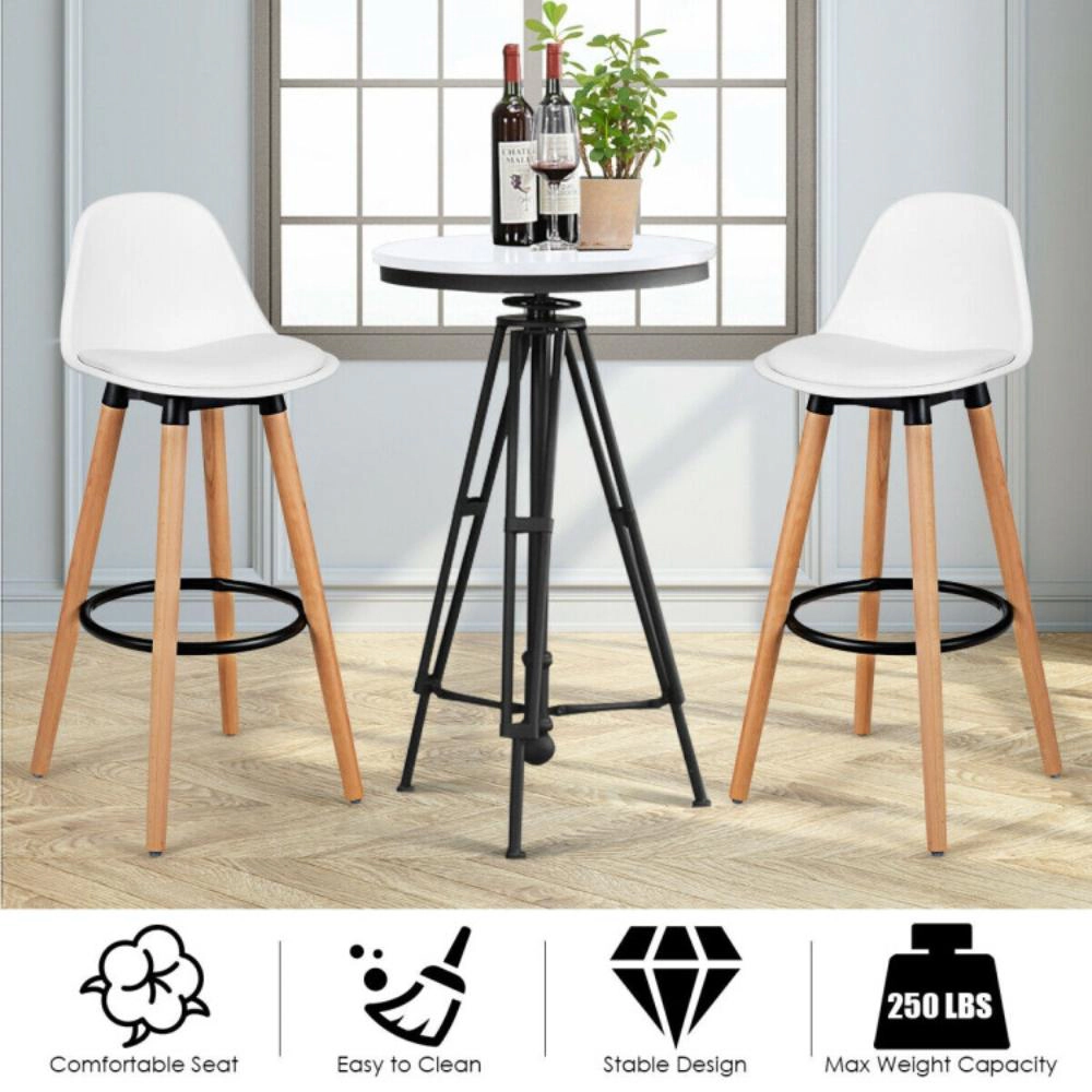 Hivvago Set of 2 Mid-Century Modern 28.5-Inch Bar Stools for Kitchen or Pub Dining