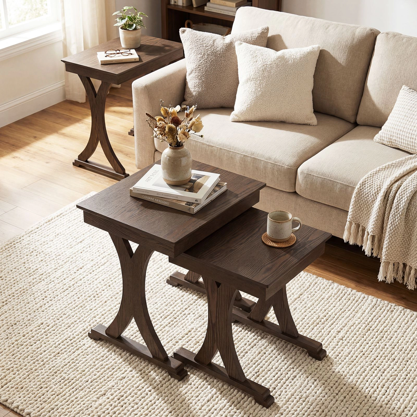 SlickBlue 3 Piece Nesting Coffee Table Set for Living Room