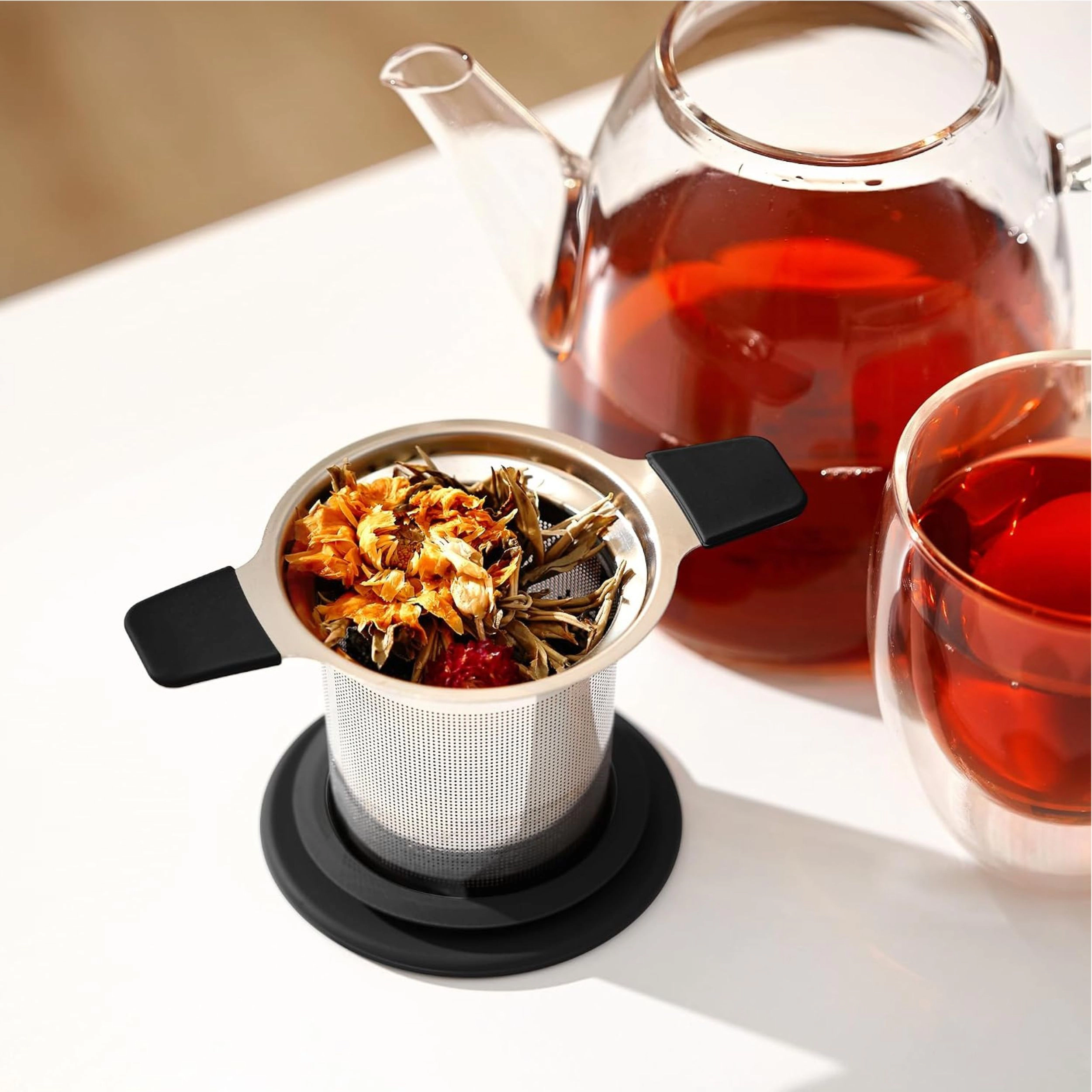 Stock Preferred Stainless Steel Tea Infuser with Lid Extra Fine Mesh Loose Leaf Strainer