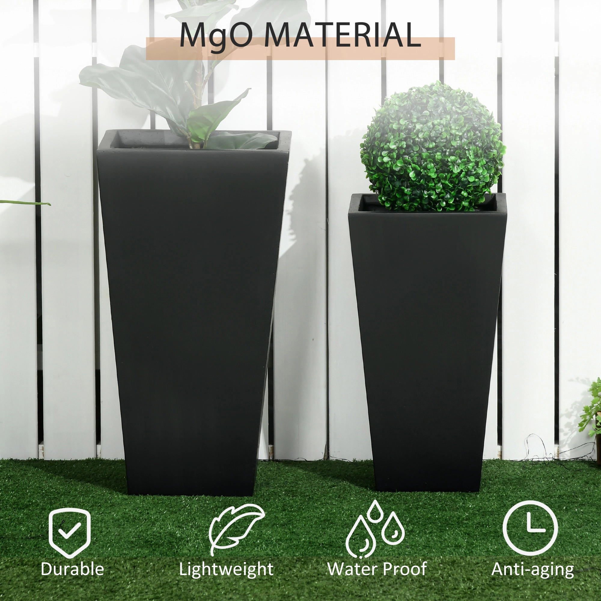 HONGGE 2-Pack Outdoor Planter Set Flower Pots with Drainage Holes Durable & Stackable Plant Pot 22in 18in for Porch